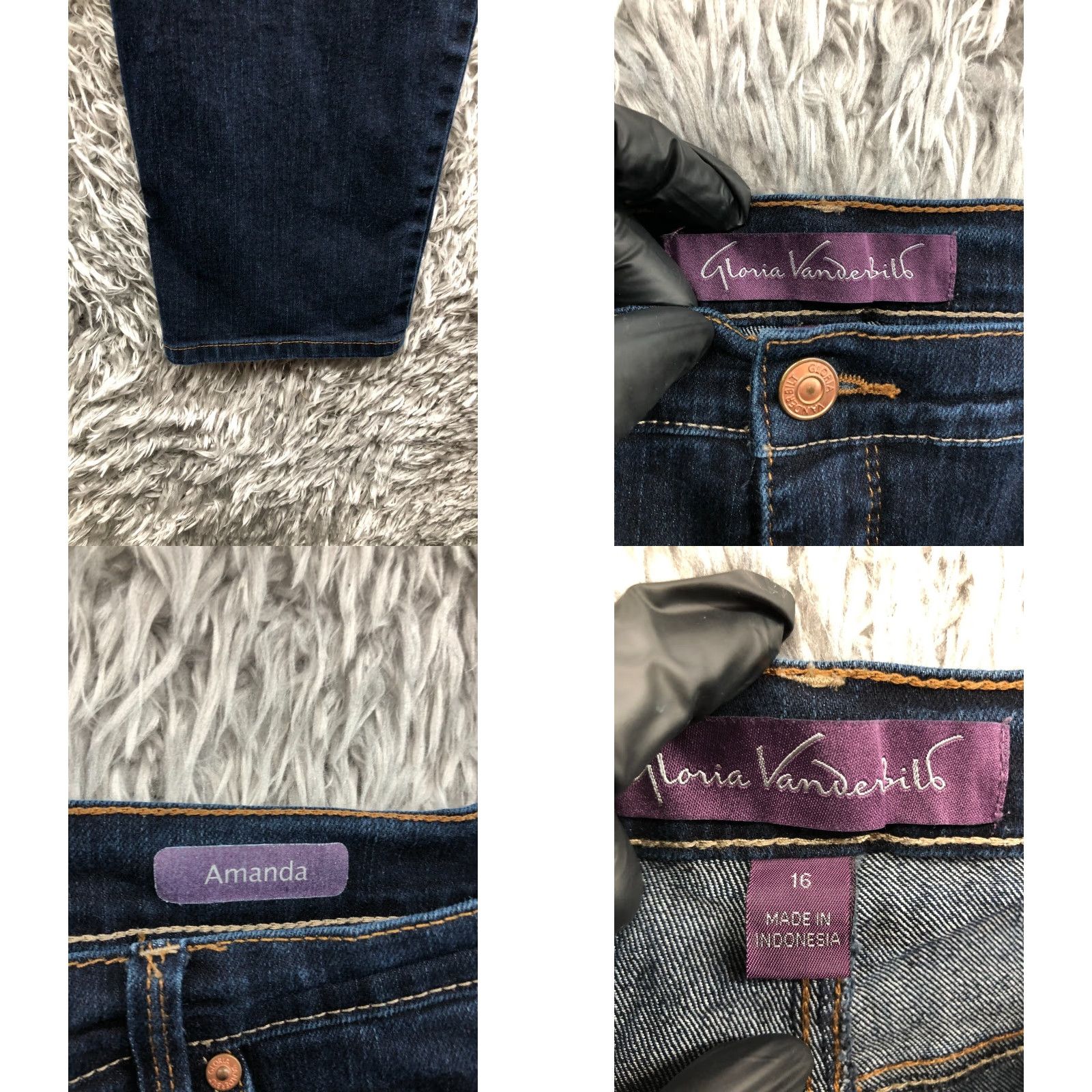 Gloria Vanderbilt Gloria Vanderbilt Amanda High Rise Tapered Jeans Womens 16 Dark Wash Blue 29 in Inseam 5-Pocket Denim Regular Size 38" / US 16 / IT 52 - 8 Thumbnail
