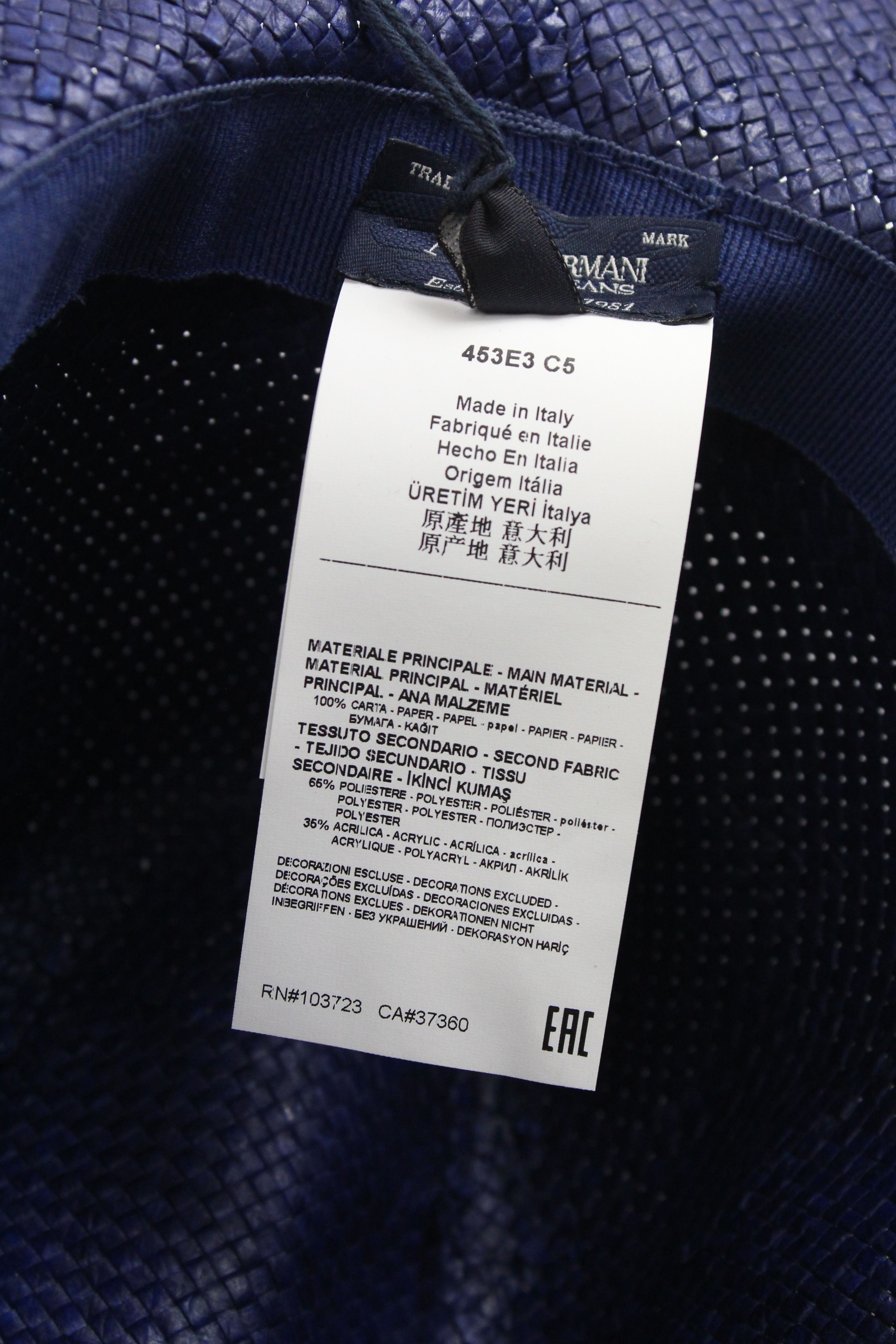 Armani ARMANI JEANS C5453 Hat Women's ONE SIZE Ribbon Casual Blue Size ONE SIZE - 9 Thumbnail