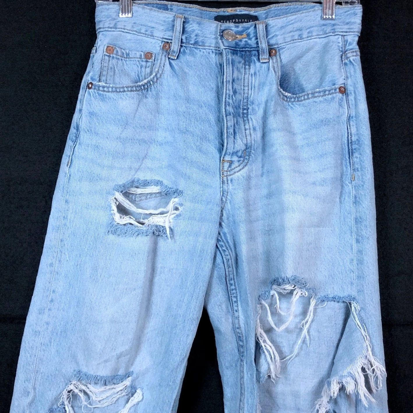 Vintage Aéropostale Jeans Blue Denim High Rise 90s Baggy Distressed 100% Cotton 4 Womens Jeans Baggy High Rise Distressed 90s Womens Boys Mens? Size 27" / US 4 / IT 40 - 2 Thumbnail