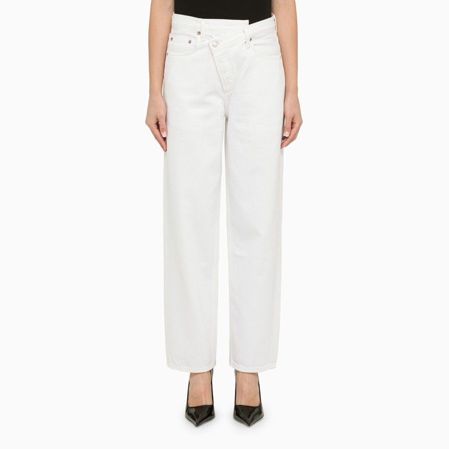 Agolde o1d2blof0724 Deconstructed Denim Jeans in Milk White Size 28" / US 6 / IT 42 - 1 Thumbnail