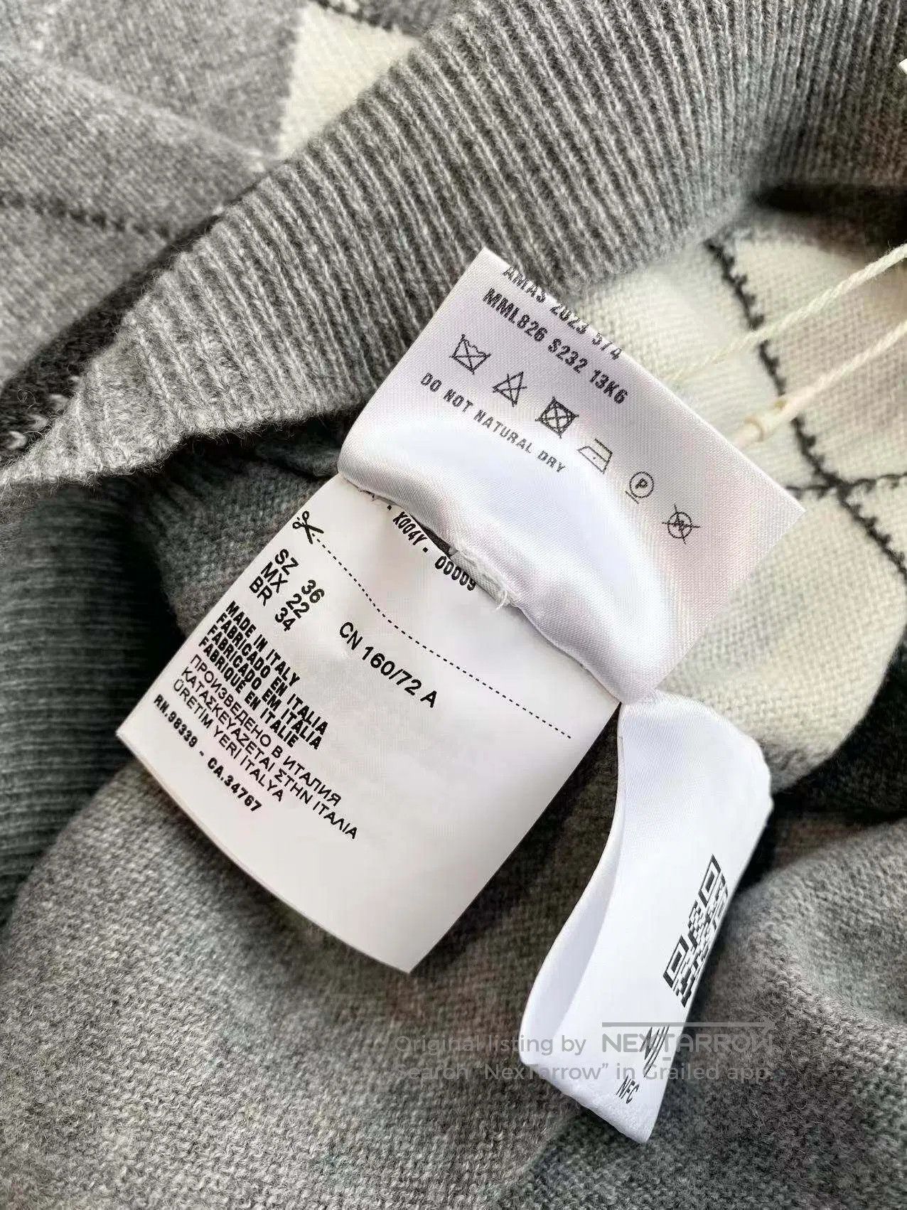 Miu Miu Miu Miu 23SS grey rhombus cashmere sweater| Size XXS / US 00 / IT 34 - 5 Thumbnail