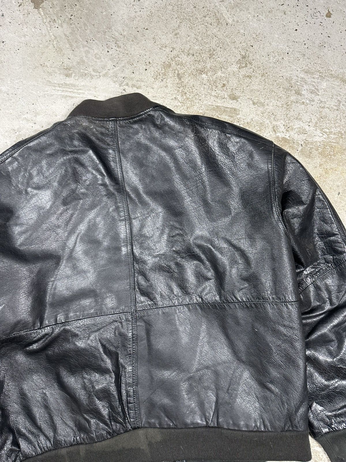 Vintage Y2K MA1 Leather Military Bomber Jacket Flyers