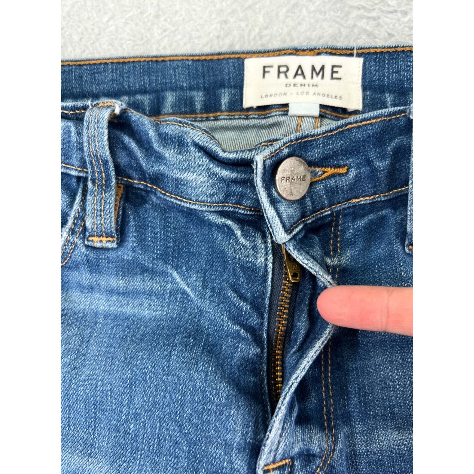 Frame FRAME Jeans Womens 27x27 Blue Denim Flared Low Rise Cotton 5-Pocket Regular Stretch Comfort Jeans Womens Mens Girls Size 27" / US 4 / IT 40 - 7 Thumbnail