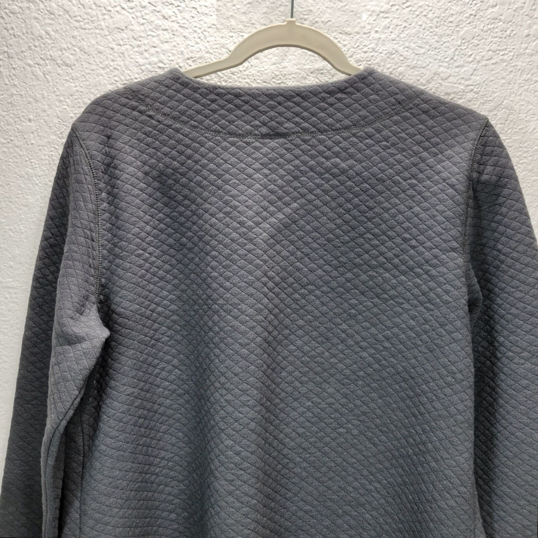 Vintage L.L. Bean Gray Textured Open Front Cardigan Jacket Cotton Blend Mid Length Sz M Womens Cardigan gray Cotton Blend Open Front Medium M Size M / US 6-8 / IT 42-44 - 6 Thumbnail
