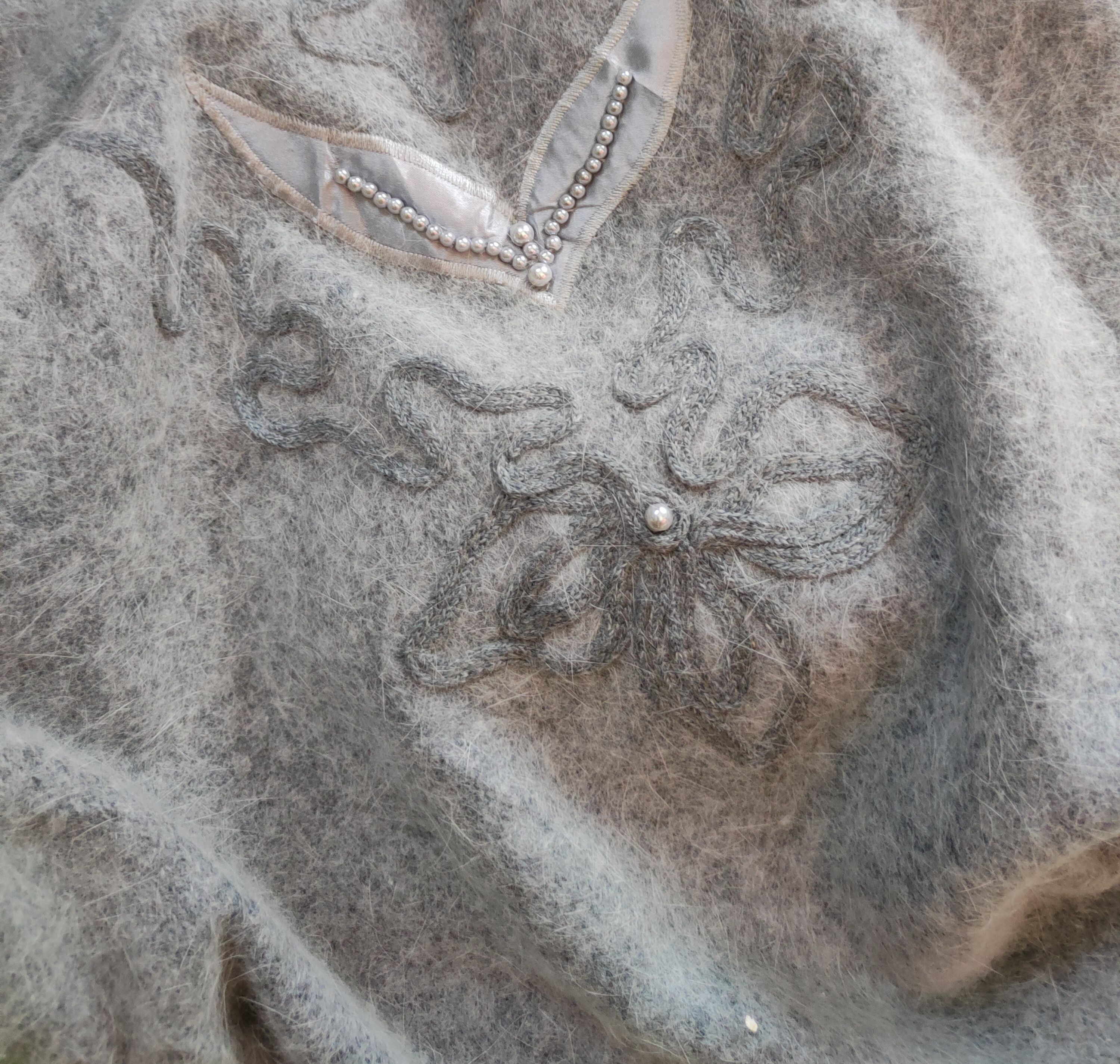 Homespun Knitwear × Japanese Brand × Vintage Sado Im Gray Shag Shaggy Fur Mohair Knitwear #S2104 Size S / US 4 / IT 40 - 10 Thumbnail