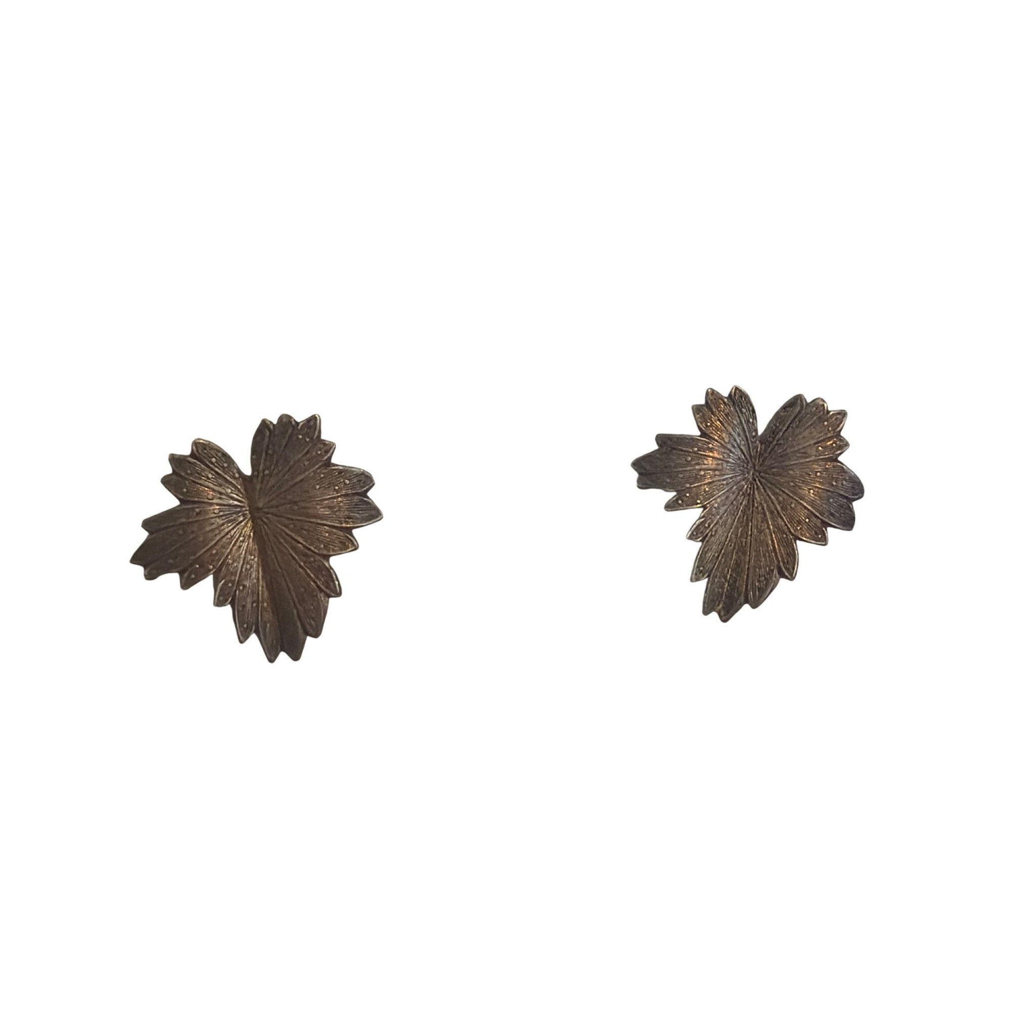 Other Vintage Sterling Silver Leaf Earrings Textured Marked .75" E Size ONE SIZE - 1 Thumbnail