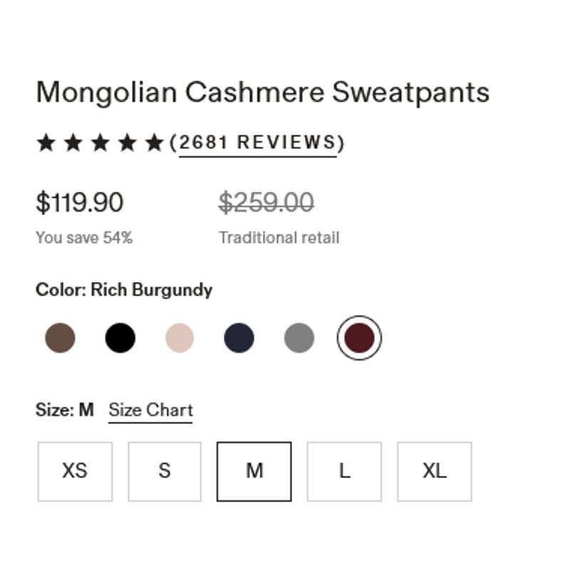 Quince Quince Mongolian Cashmere Sweatpants Burgundy Medium NWT Size 30" / US 8 / IT 44 - 5 Thumbnail