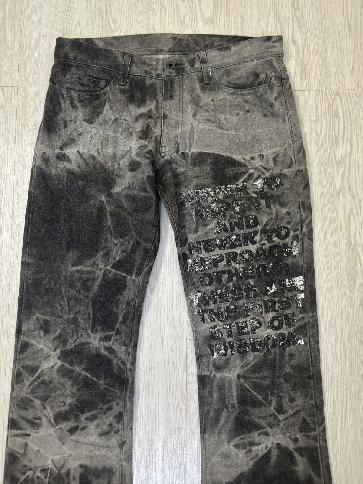 If Six Was Nine Vintage y2k Edge Rupert Asid Wash Poem flared Jeans Size US 32 / EU 48 - 2 Thumbnail