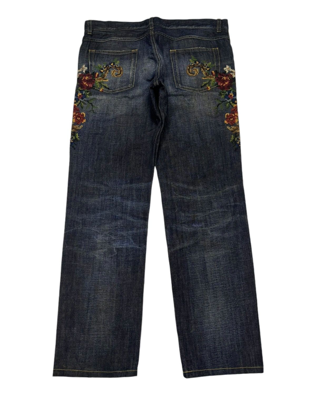Dolce & Gabbana 🐎DOLCE & GABBANA FLOWER KNIT DISTRESSED DENIM JEANS Size US 35 - 2 Thumbnail