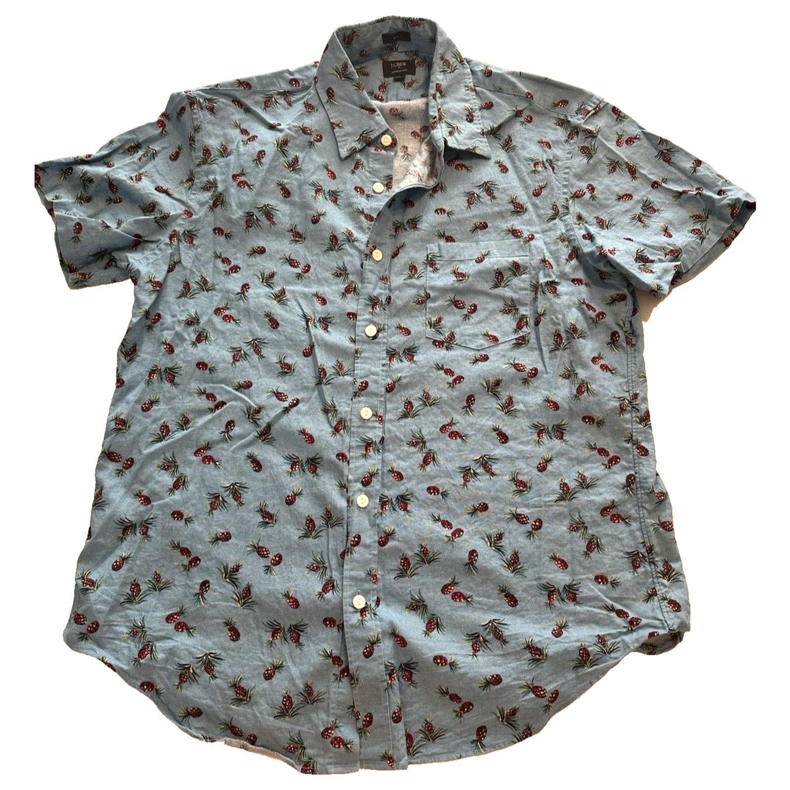 J.Crew J Crew Button Shirt Slim Large Tropical Pineapple Blue Size US L / EU 52-54 / 3 - 1 Thumbnail