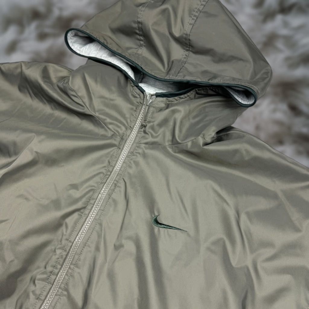 VTG Nike Men’s Reversible Polyester Full Zip L/S Hoodie Jacket Gray/White • XL