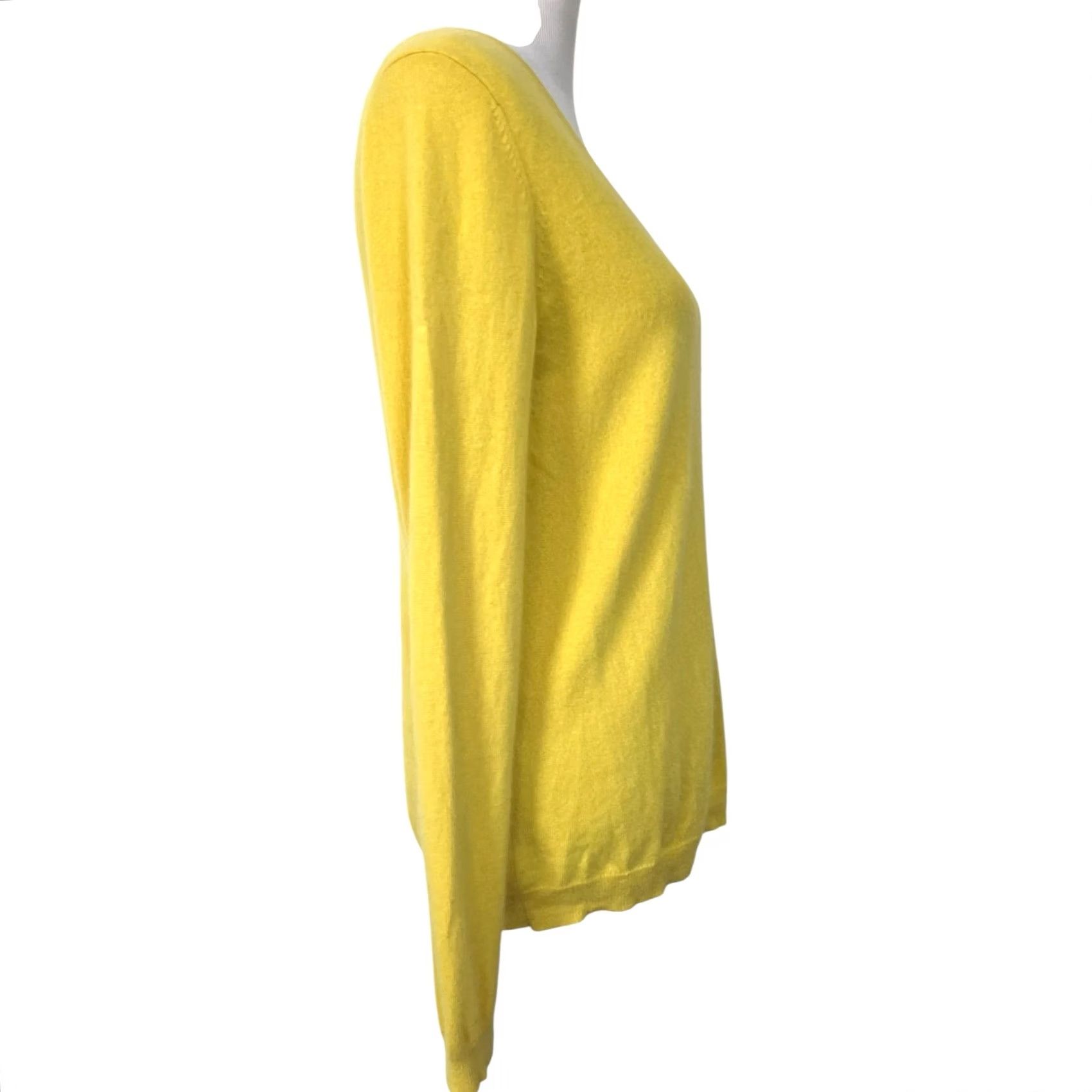 Uniqlo Uniqlo Sweater Women Cashmere V-Neck Yellow Long Sleeve Pullover Sz Large L Womens Pullover, 100% Cashmere, Solid, Regular Fit Size L / US 10 / IT 46 - 5 Thumbnail