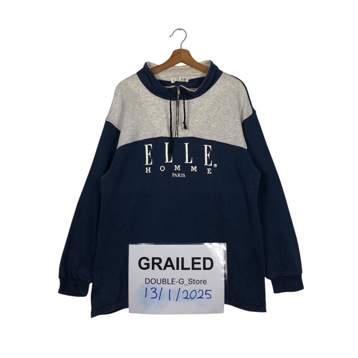 Japanese Brand × Vintage 📌Vintage Half Zipper Sweatshirt Collar Elle Homme Paris Size US L / EU 52-54 / 3 - 1 Thumbnail