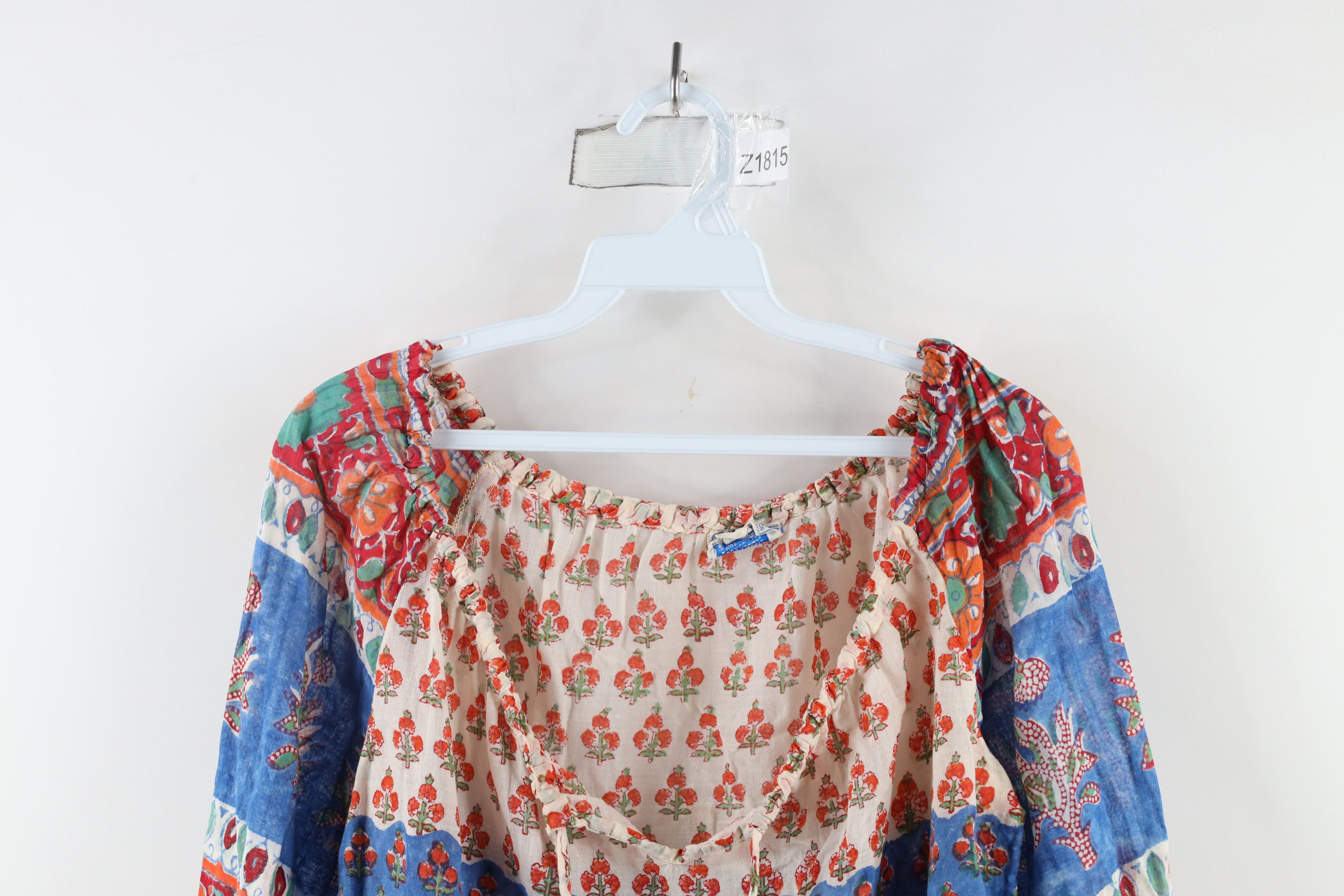 Vintage Vintage 60s 70s Boho Chic Hippie Flower Flared Sleeve Shirt Size S / US 4 / IT 40 - 2 Thumbnail