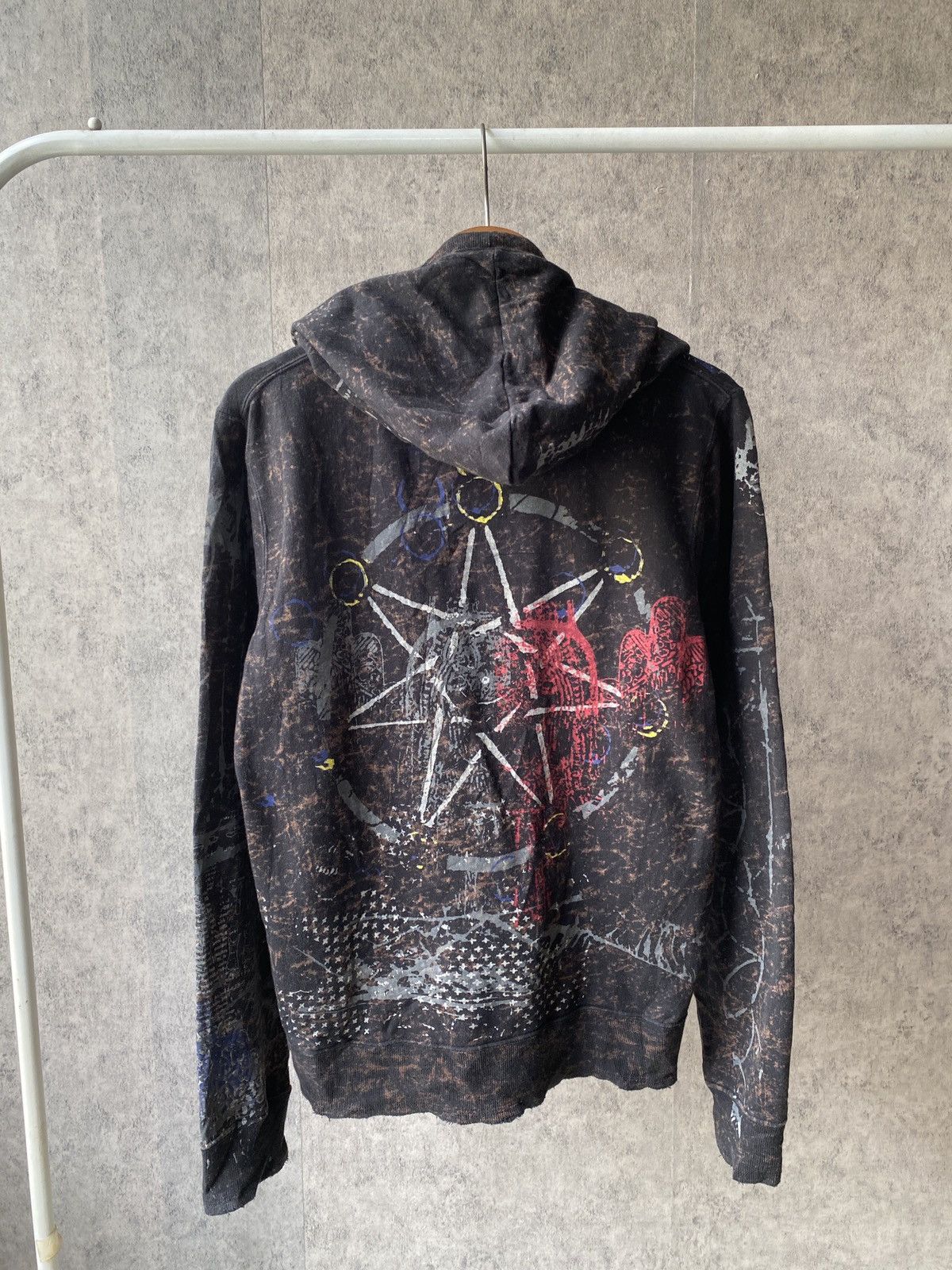 Japanese Brand SACKS Hoodie Overprint Distressed Design Size US M / EU 48-50 / 2 - 2 Thumbnail
