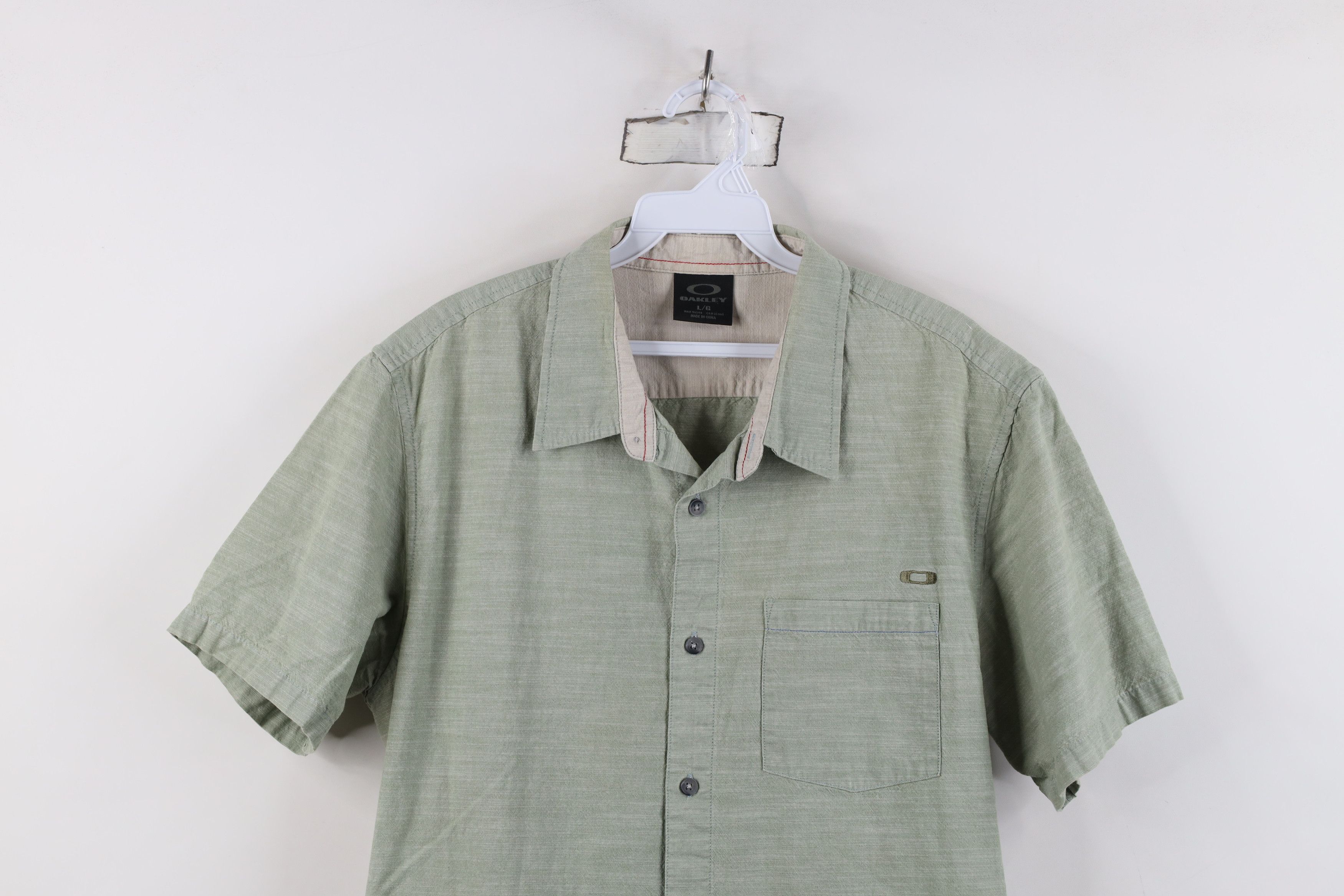 Oakley Vintage Oakley O Logo Chambray Collared Button Shirt Green Size US L / EU 52-54 / 3 - 2 Thumbnail