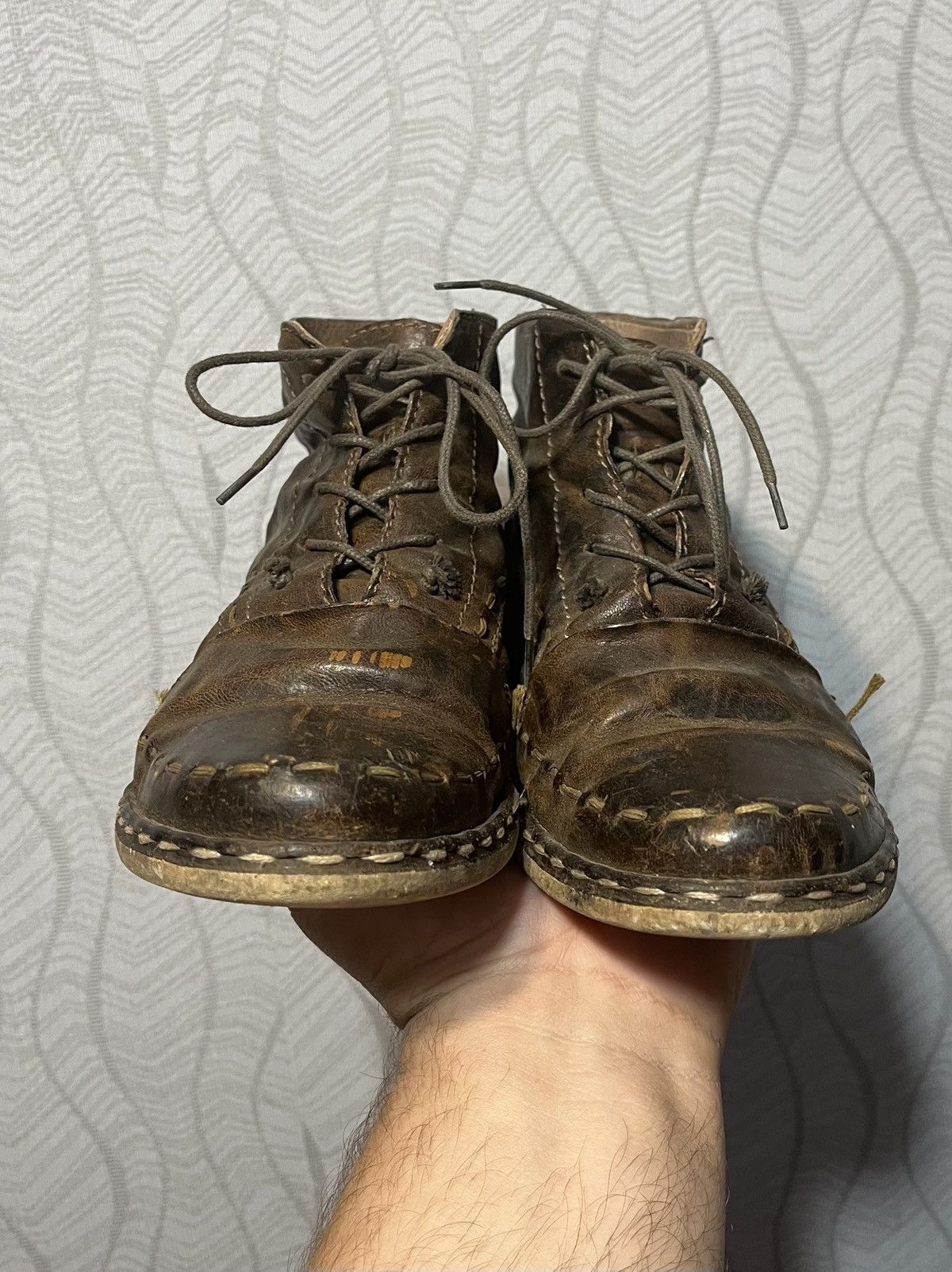 Elia Maurizi Clocharme Avant Garde Leather Distressed Guidi Style Boots Size US 7 / IT 37 - 5 Thumbnail