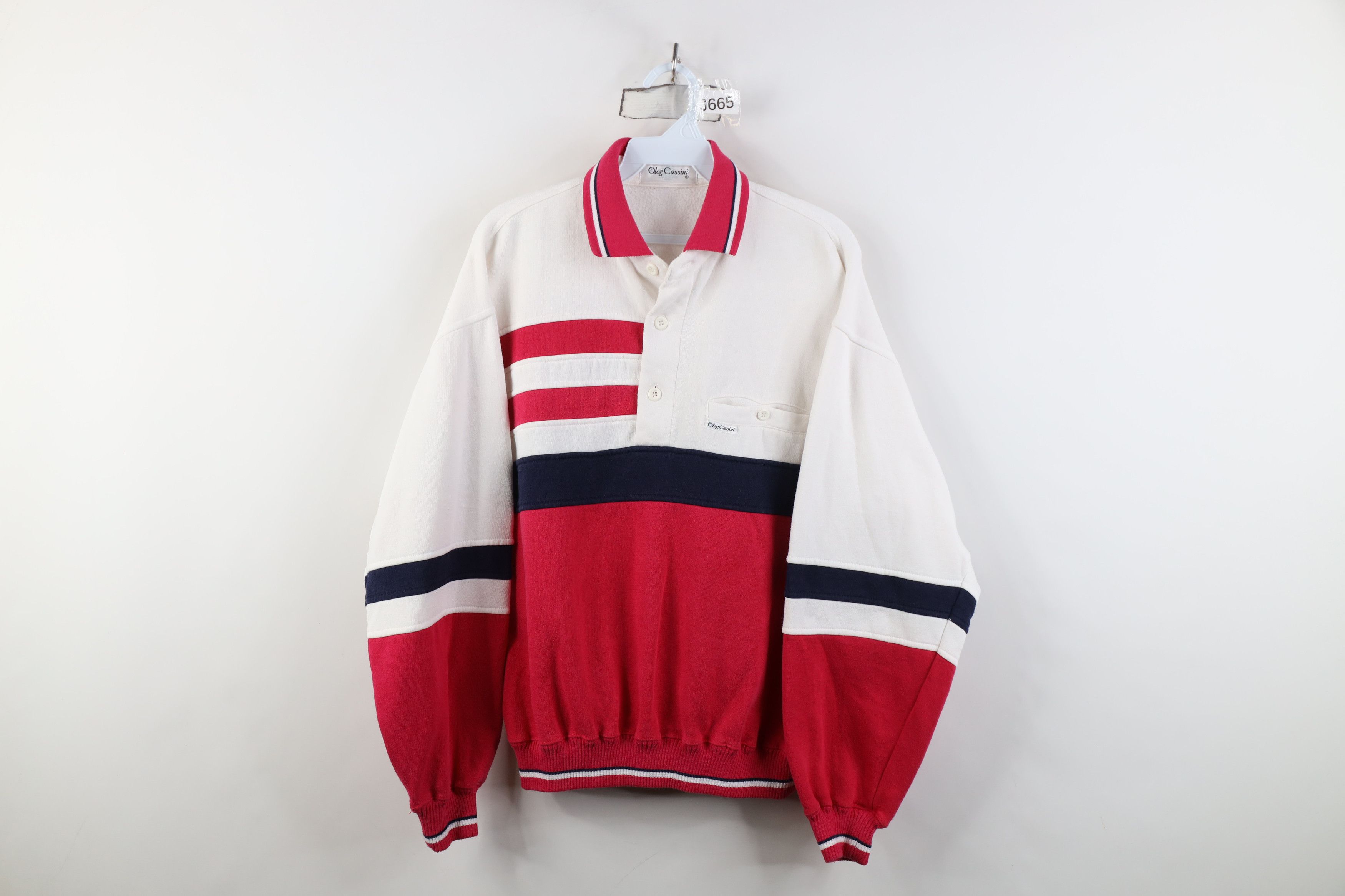 Vintage Vintage 80s 90s Oleg Cassini Collared Pullover Sweatshirt Size US M / EU 48-50 / 2 - 1 Thumbnail