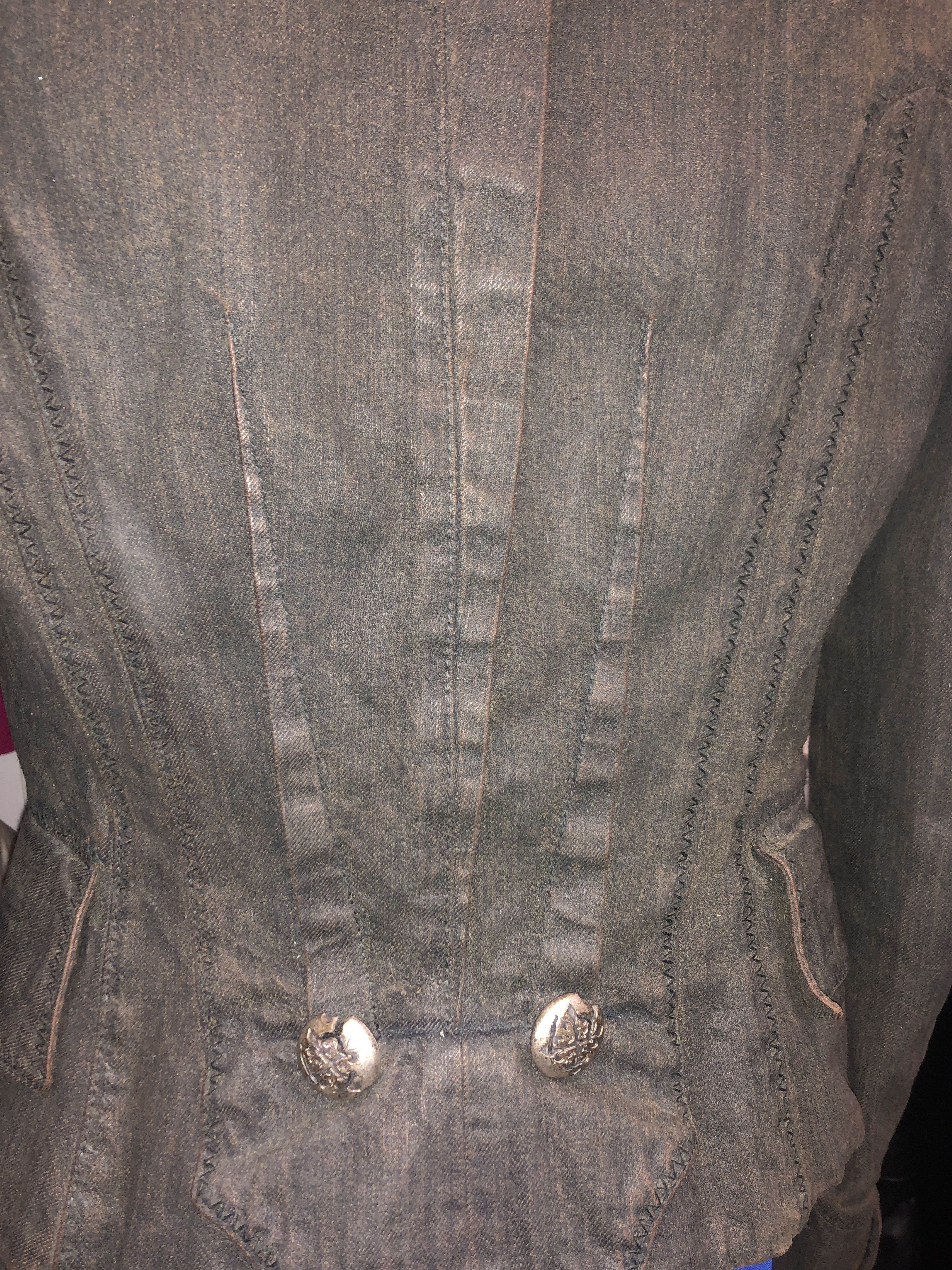 John Galliano Piratesque Asymmetric Denim Jacket Size L / US 10 / IT 46 - 15 Thumbnail