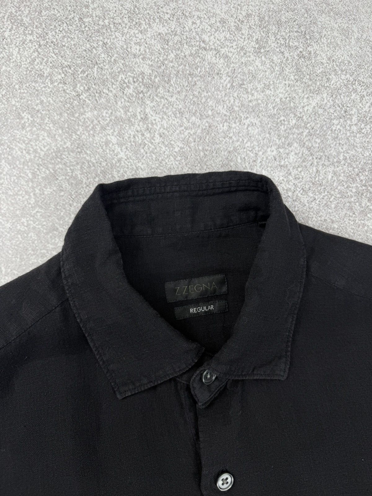 Z Zegna Z Zegna Black Linen Short Sleeve Shirt Size S Size US S / EU 44-46 / 1 - 3 Thumbnail
