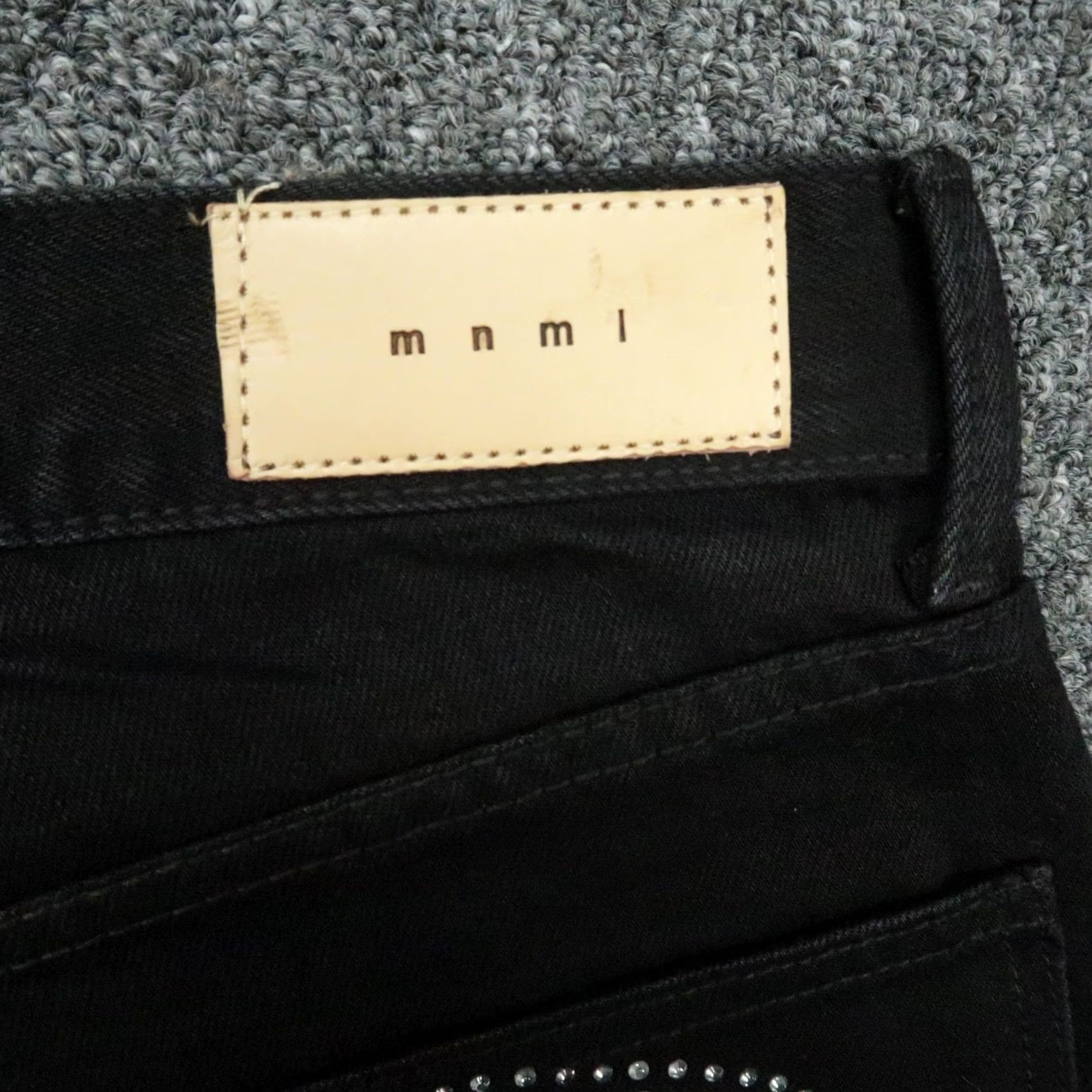 MNML Mnml Jeans Mens Black Skeleton Denim Rhinestone Crystal Goth Streetwear 31x36 Size US 31 - 6 Thumbnail
