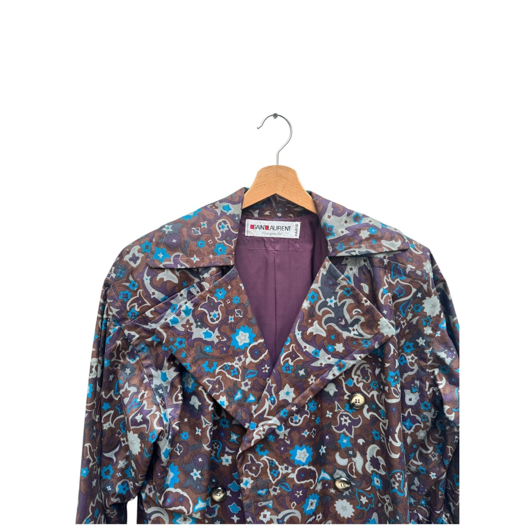 Yves Saint Laurent 1970s Silk Colorful Trench Coat Size S / US 4 / IT 40 - 5 Thumbnail