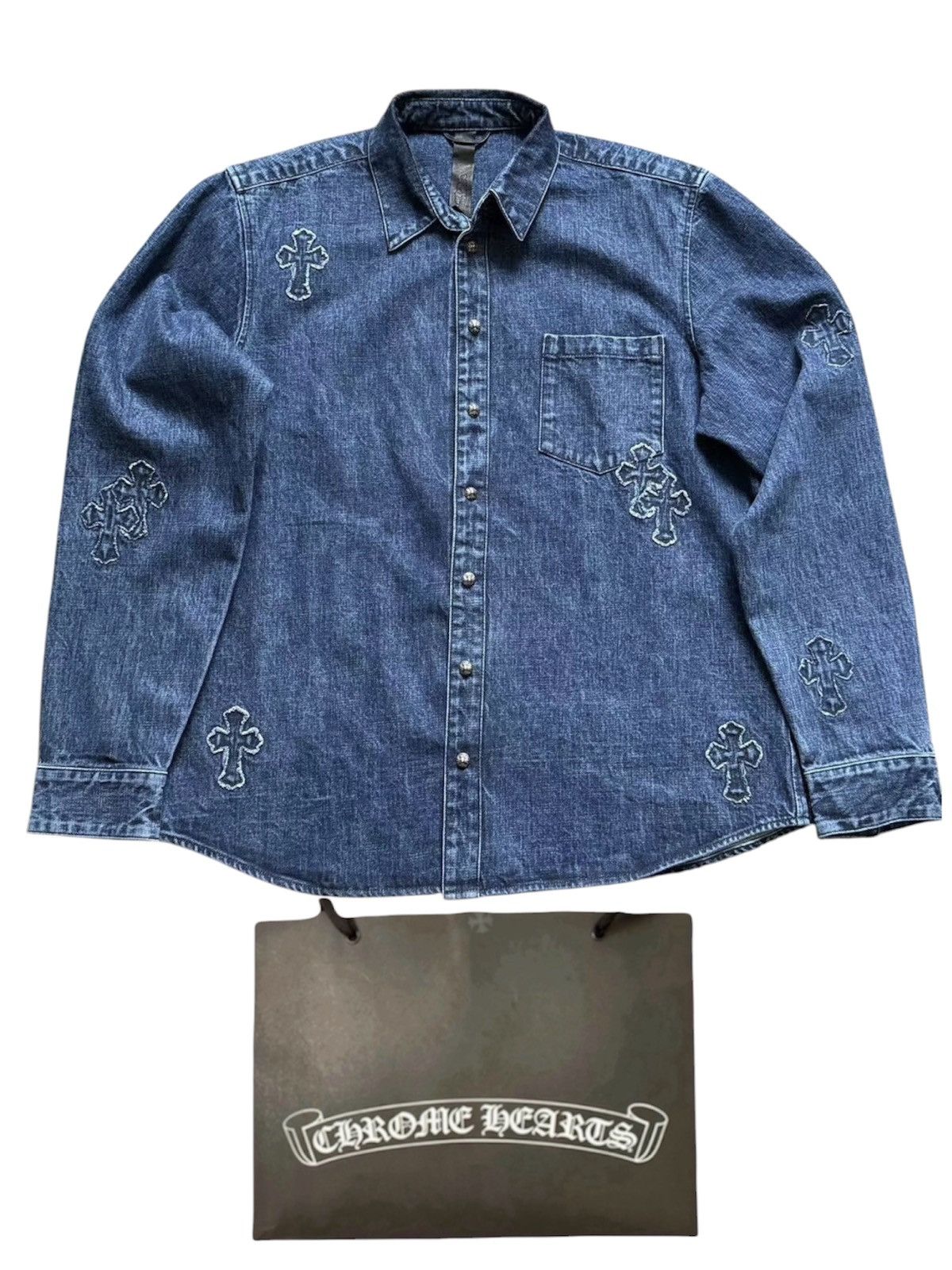 Chrome Hearts Chrome Hearts M Denim Cross Patches Shirt Size US M / EU 48-50 / 2 - 1 Thumbnail