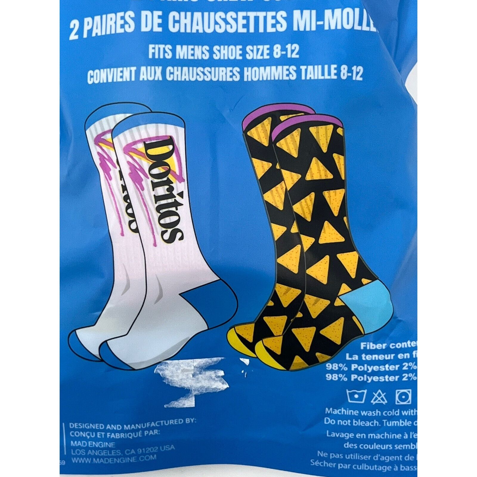Mad Engine Doritos Cool Ranch CREW SOCKS 2-Pair Size Large (MENS 8-12) Size ONE SIZE - 3 Thumbnail