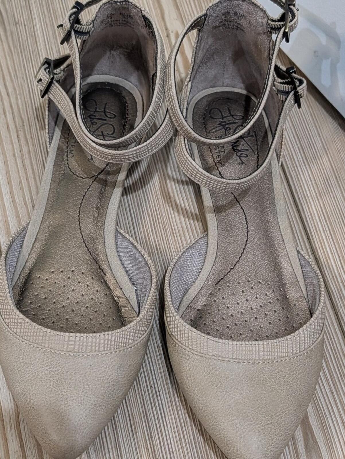 Other Life Stride Beige Pointed Ankle-Strap Flats Size US 7 / IT 37 - 5 Thumbnail