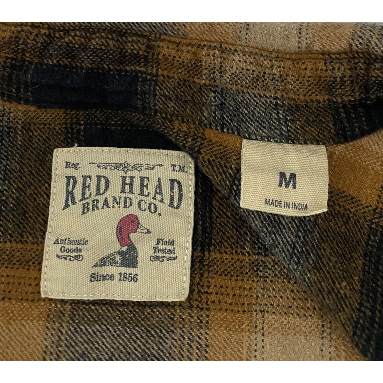 Vintage Red Head Mens Shirt Plaid Flannel Button-Down Brown Black Cotton Size US M / EU 48-50 / 2 - 8 Thumbnail