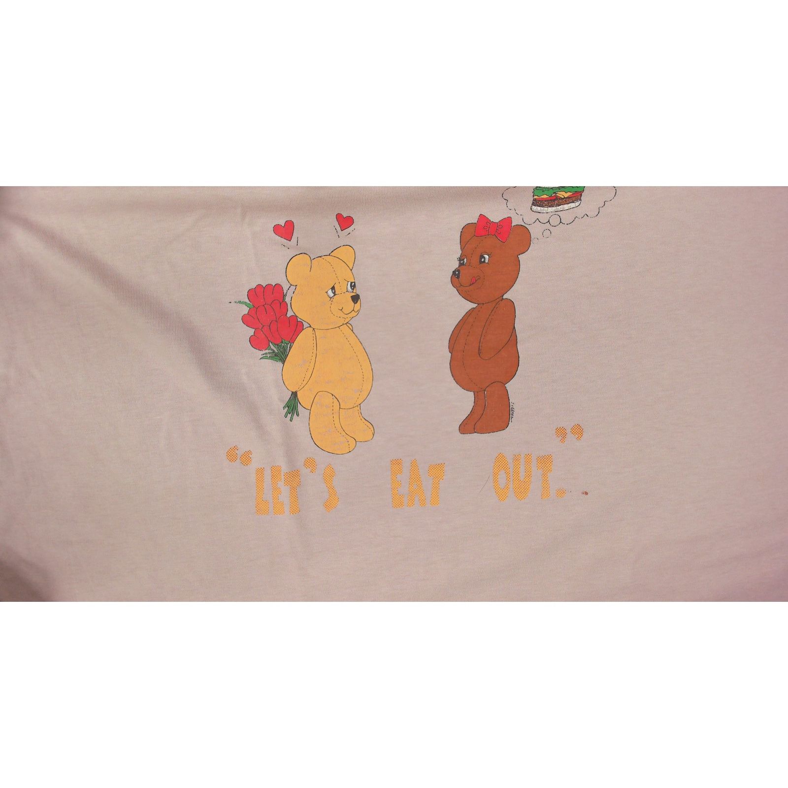 Vintage Vintage 90s Single Stitch "Let's Eat Out" Bear Oversized Tee Size 3XL / US 20-22 - 8 Thumbnail