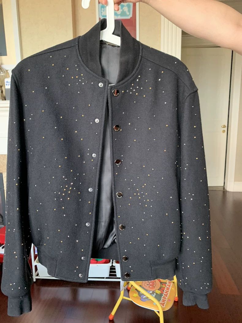 Versace Black Wool Studded Bomber Jacket - dmc