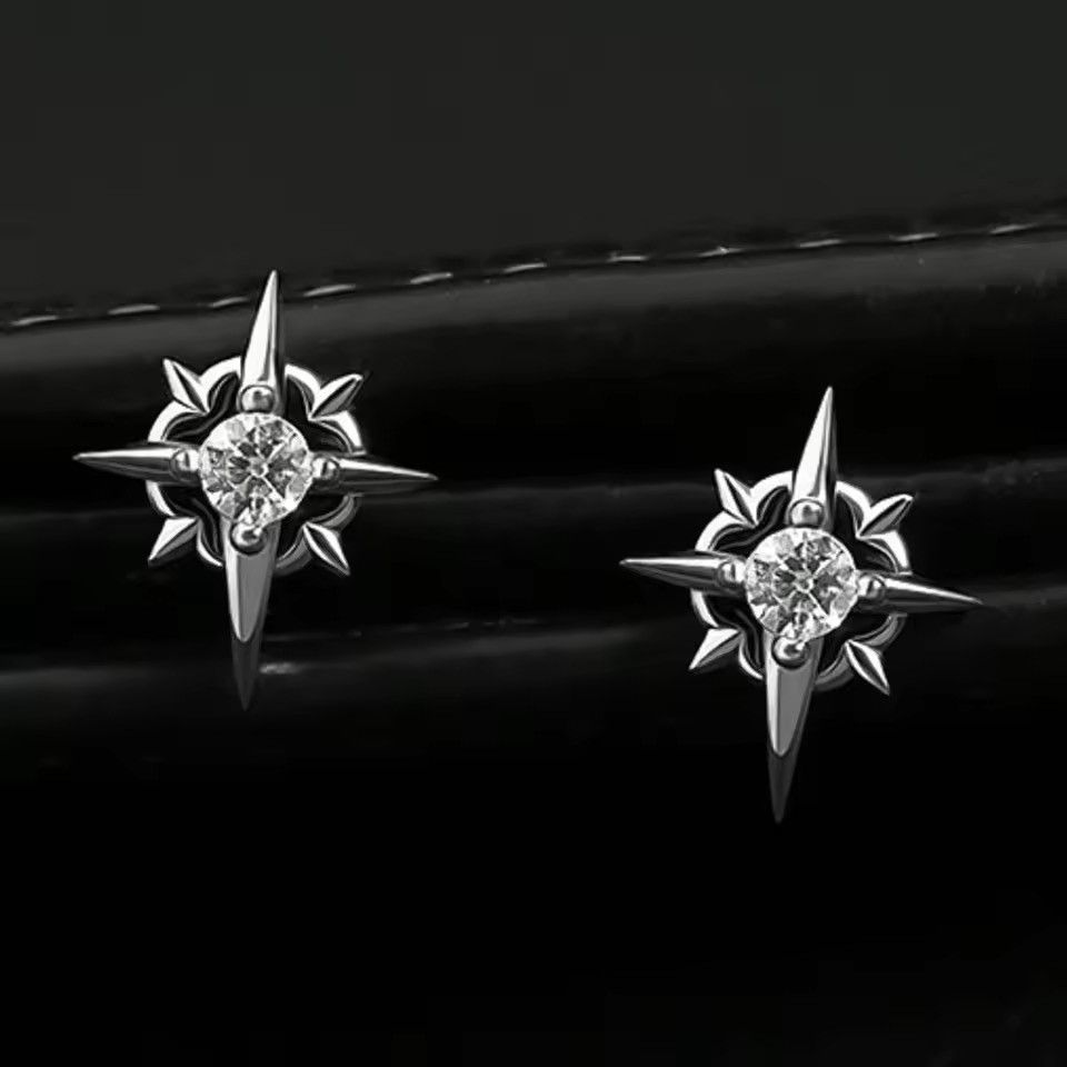 Other Star Stud Earrings for Men Women Streetwear Hip Hop Size ONE SIZE - 3 Thumbnail
