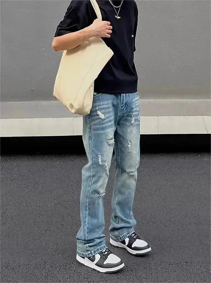 Japanese Brand Straight leg slimming distressed jeans Size US 32 / EU 48 - 3 Thumbnail