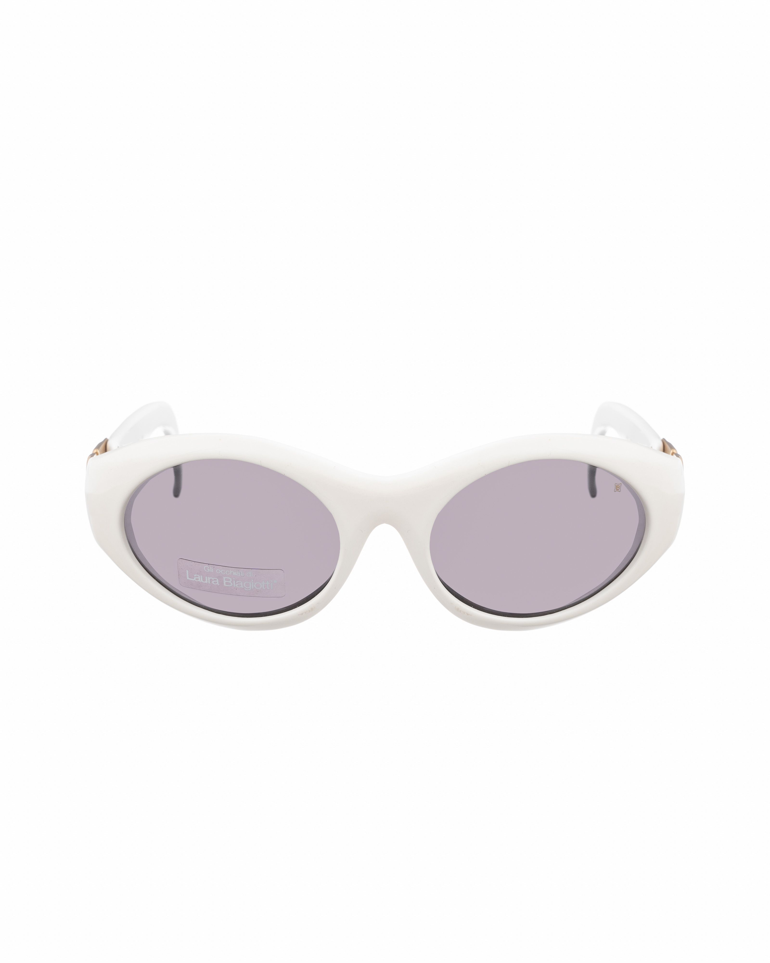 Laura Biagiotti Laura Biagiotti 90s White Oval Big Logo Sunglasses Size ONE SIZE - 2 Thumbnail