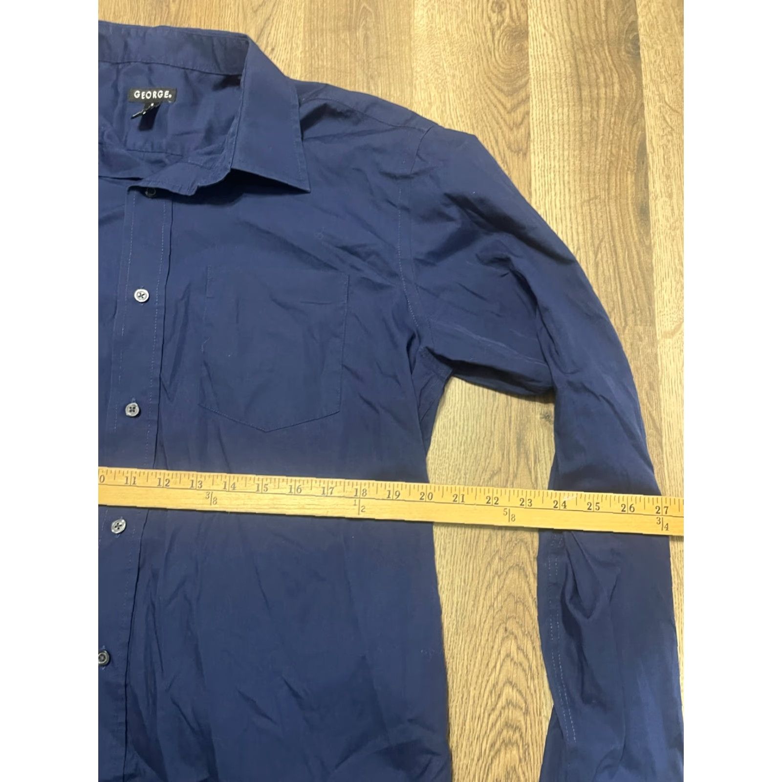 George George Shirt Mens M 15-15.5 34-35 Blue Long Sleeve Button Up Shirt Size US M / EU 48-50 / 2 - 6 Thumbnail