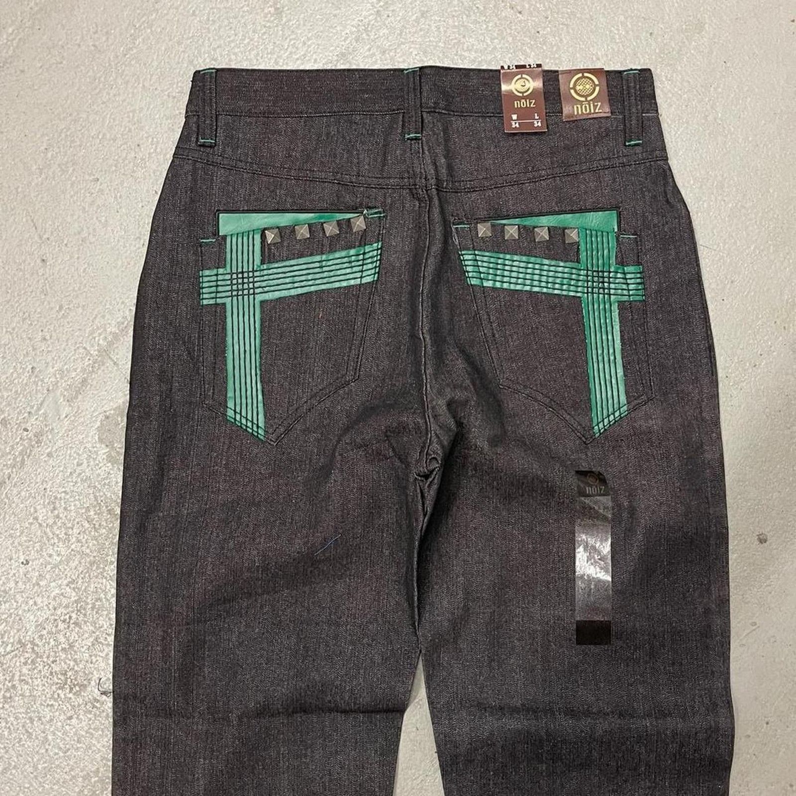 Vintage Vintage Noiz Grey Denim Baggy Jeans Green Pockets Mens 34x34 Size US 34 / EU 50 - 3 Thumbnail