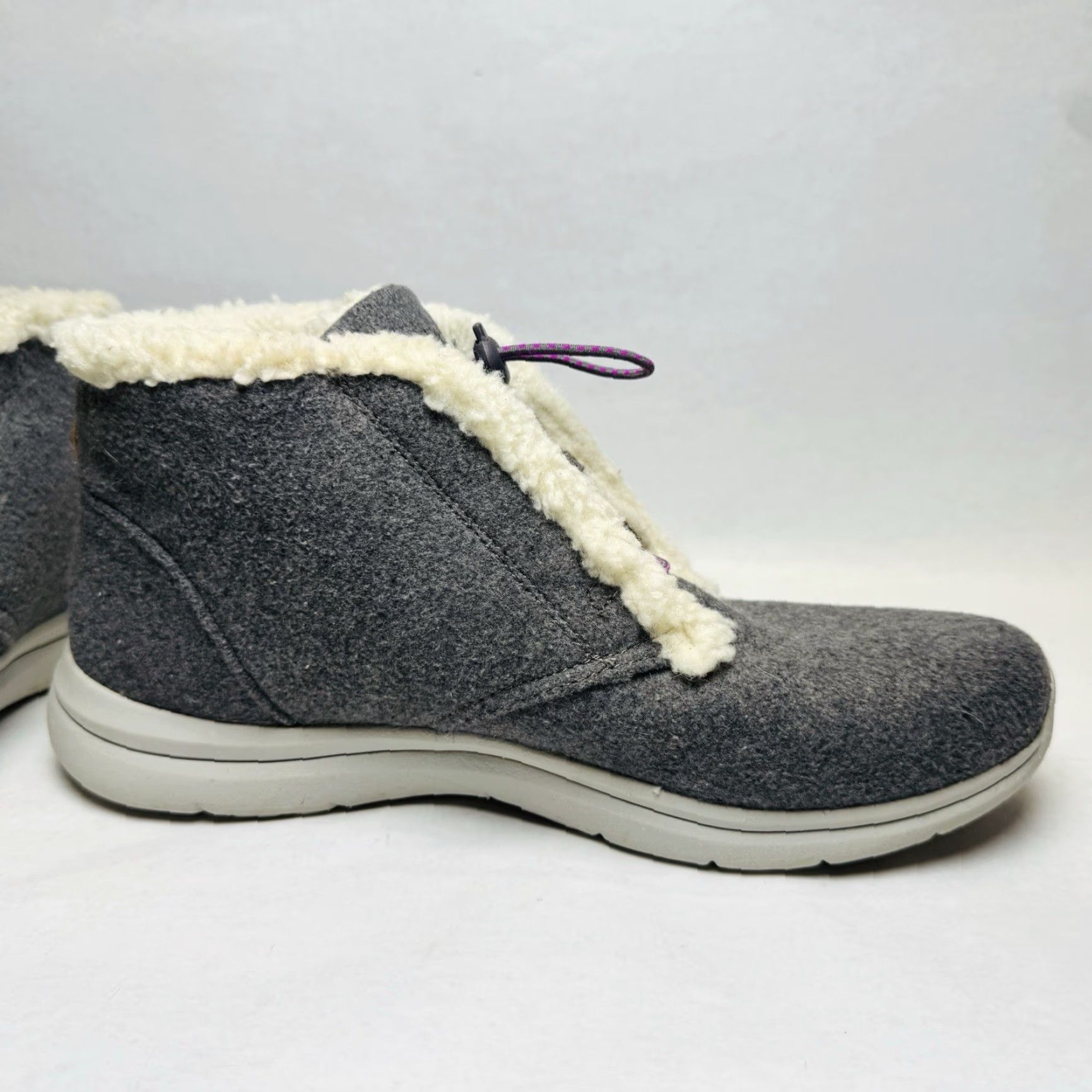 Vintage Ryka Everest Ankle Boots Womens Size 10 M Gray Faux Shearling Lined Lightweight Slip On Size US 10 / IT 40 - 6 Thumbnail