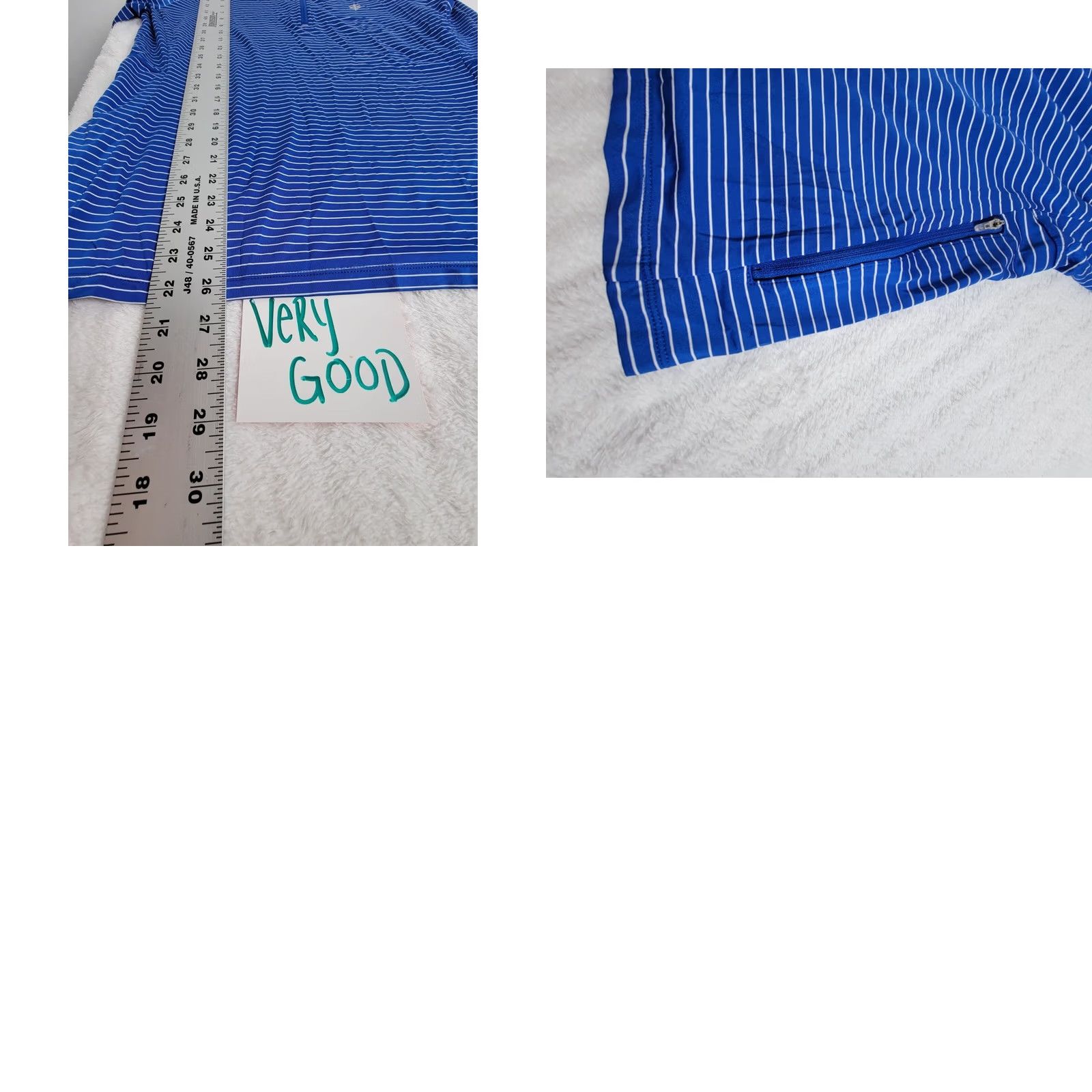 Vintage Coolibar Womens Blue Striped UPF 50+ Quarter-Zip Long Sleeve Shirt Large Stretch Size L / US 10 / IT 46 - 8 Thumbnail