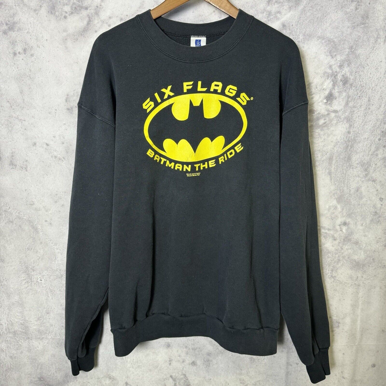 Vintage 1998 Six Flags Batman The Ride Black Tshirt good XL