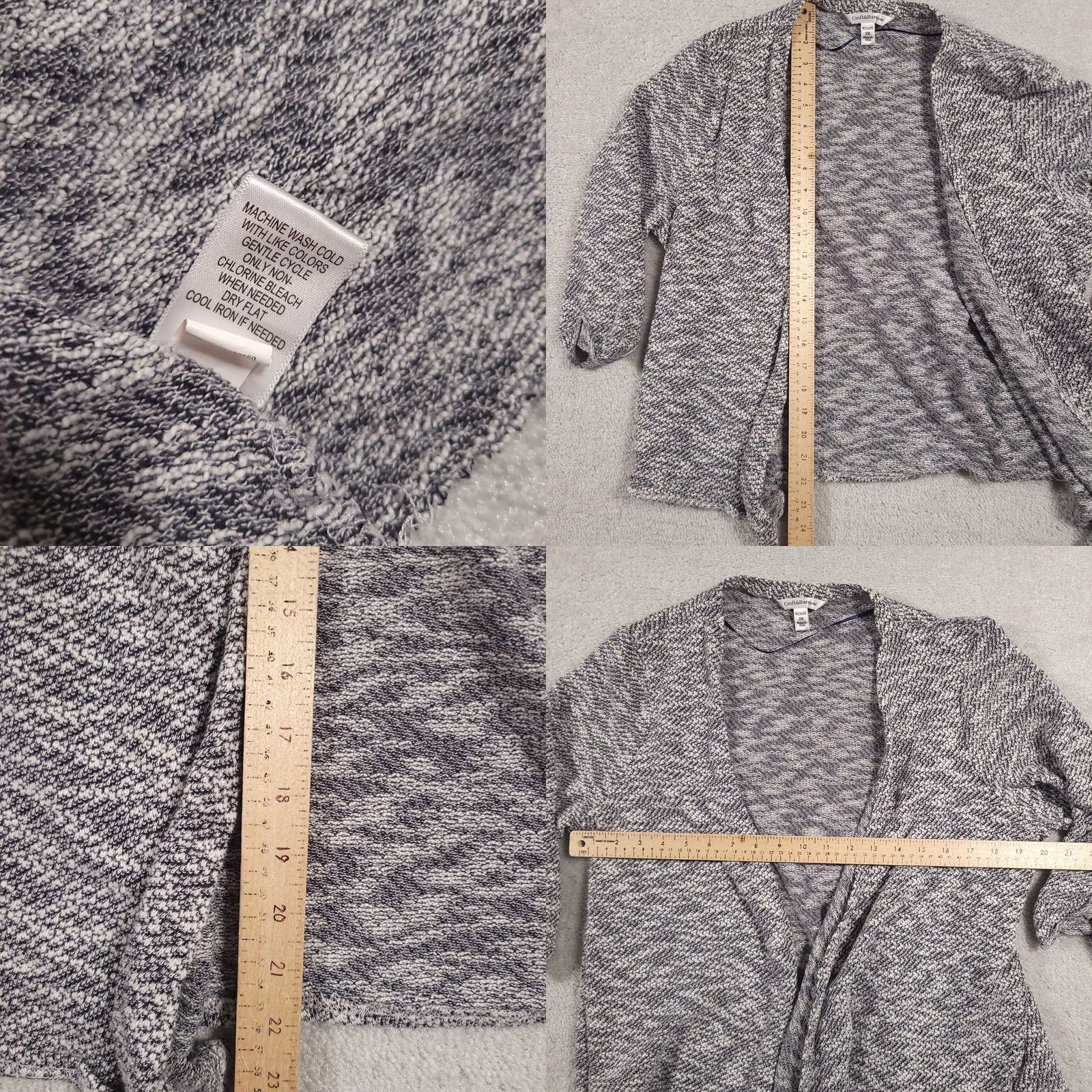Croft & Barrow Croft & Barrow Cardigan Sweater Womens 2X Gray White Open Front Lightweight Knit Size XXL / US 16-18 / IT 52-54 - 8 Thumbnail