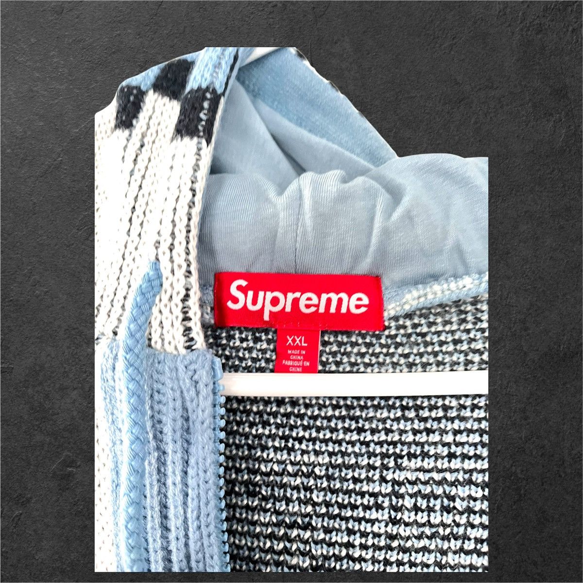 Supreme Supreme Patchwork Zip Up Hooded Sweater 'Light Blue' Size US XXL / EU 58 / 5 - 4 Thumbnail