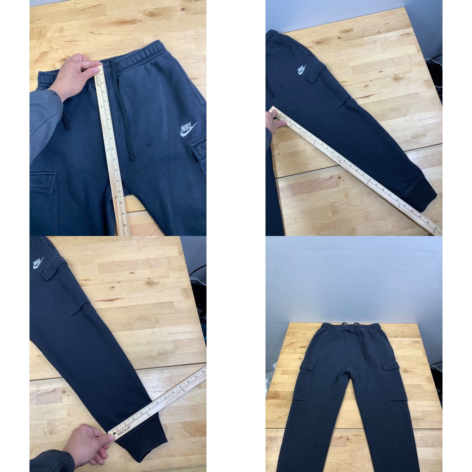 Nike Nike Cargo Sweatpants Joggers Mens S Black Drawstring Pockets Tapered Regular Pants Activewear Casual Winter Fall Spring Mens Size US 29 - 8 Thumbnail