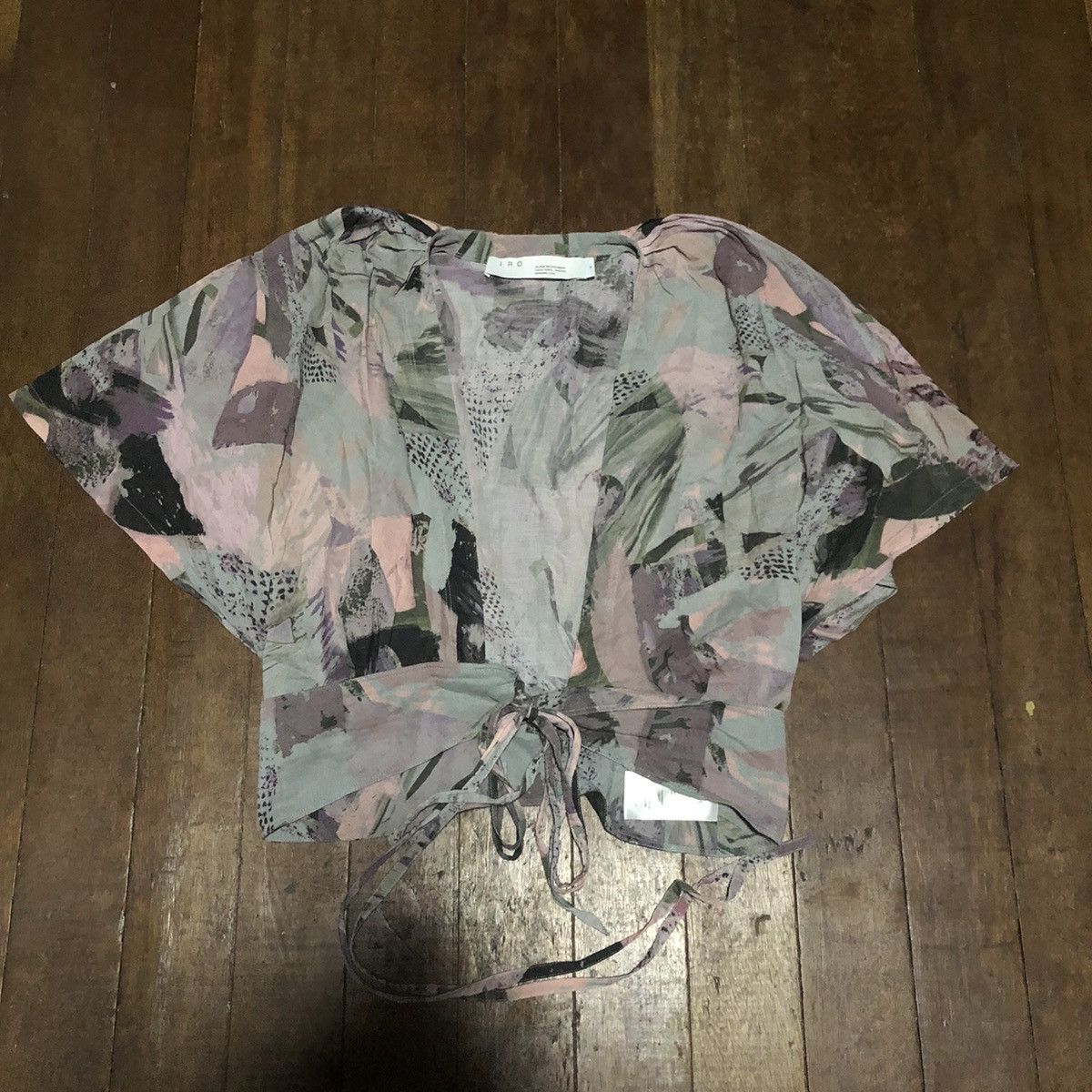 Iro IRO Paris Bernie Pleated Printed Cotton Gauze Wrap Blouse Size S / US 4 / IT 40 - 1 Thumbnail
