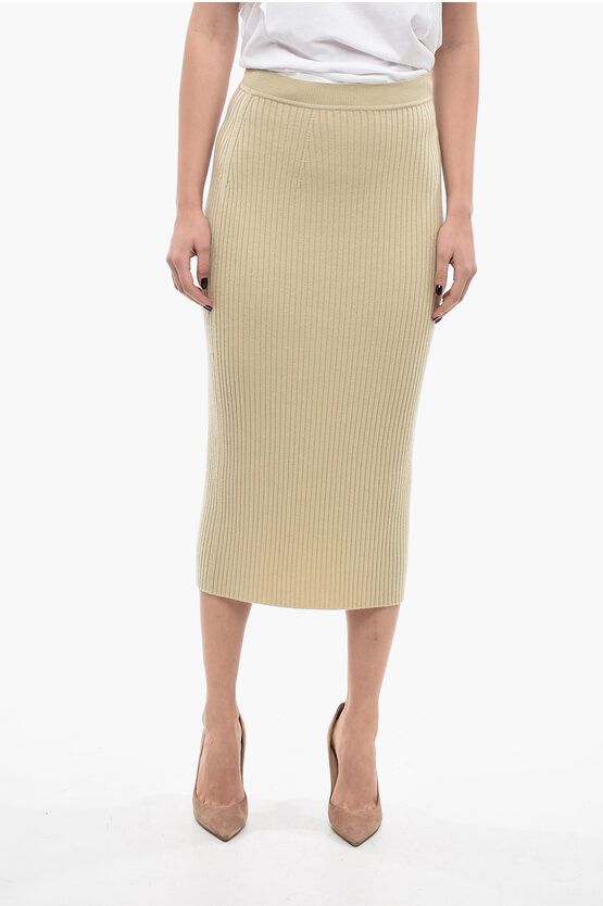 image of Chloe Ribbed Cashmere Blend Longuette in Beige, Women's (Size Medium)