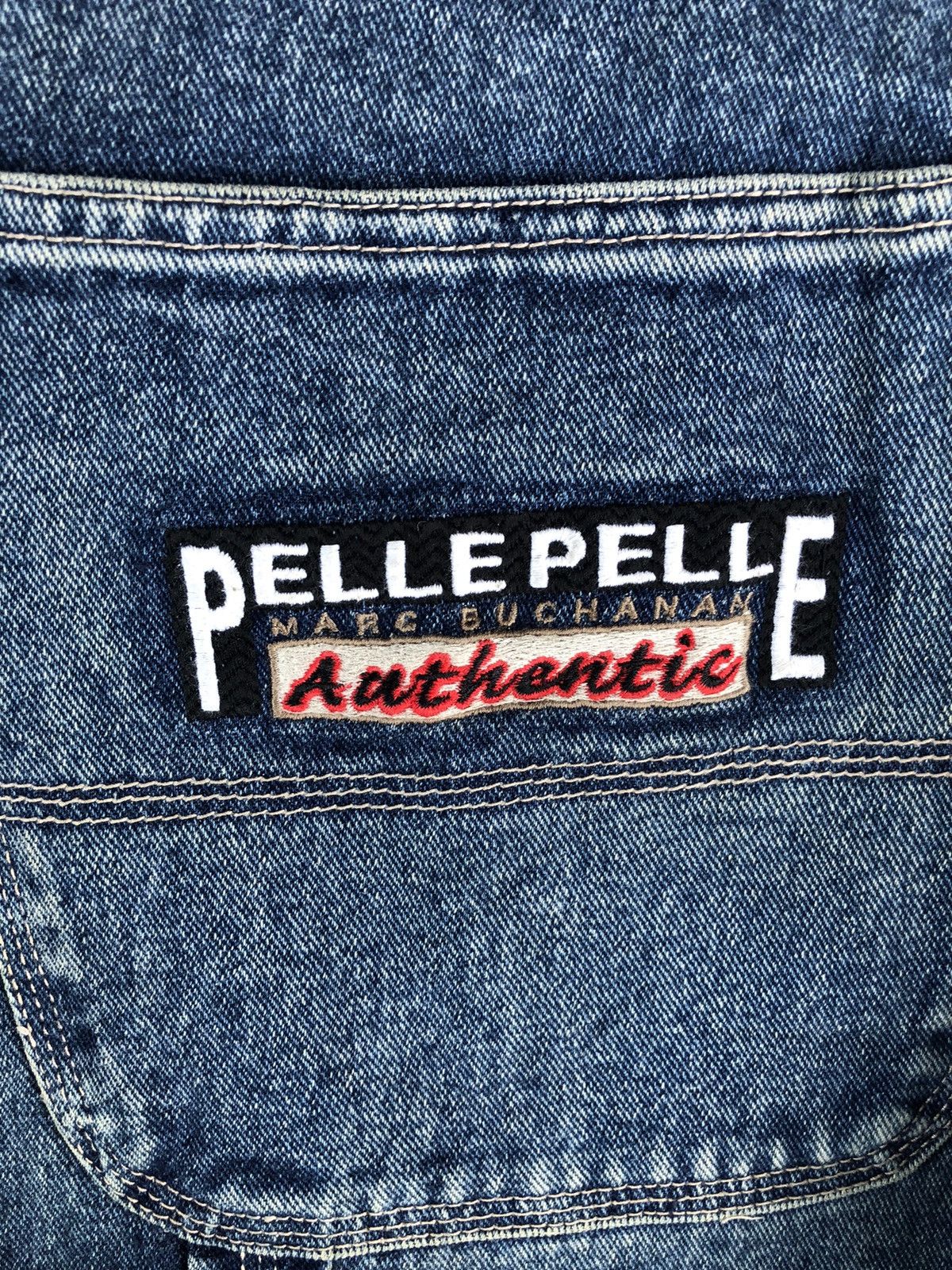 Marc Buchanan Pelle Pelle Embroidered Logo Baggy Carpenter Distressed Size US 33 - 16 Thumbnail