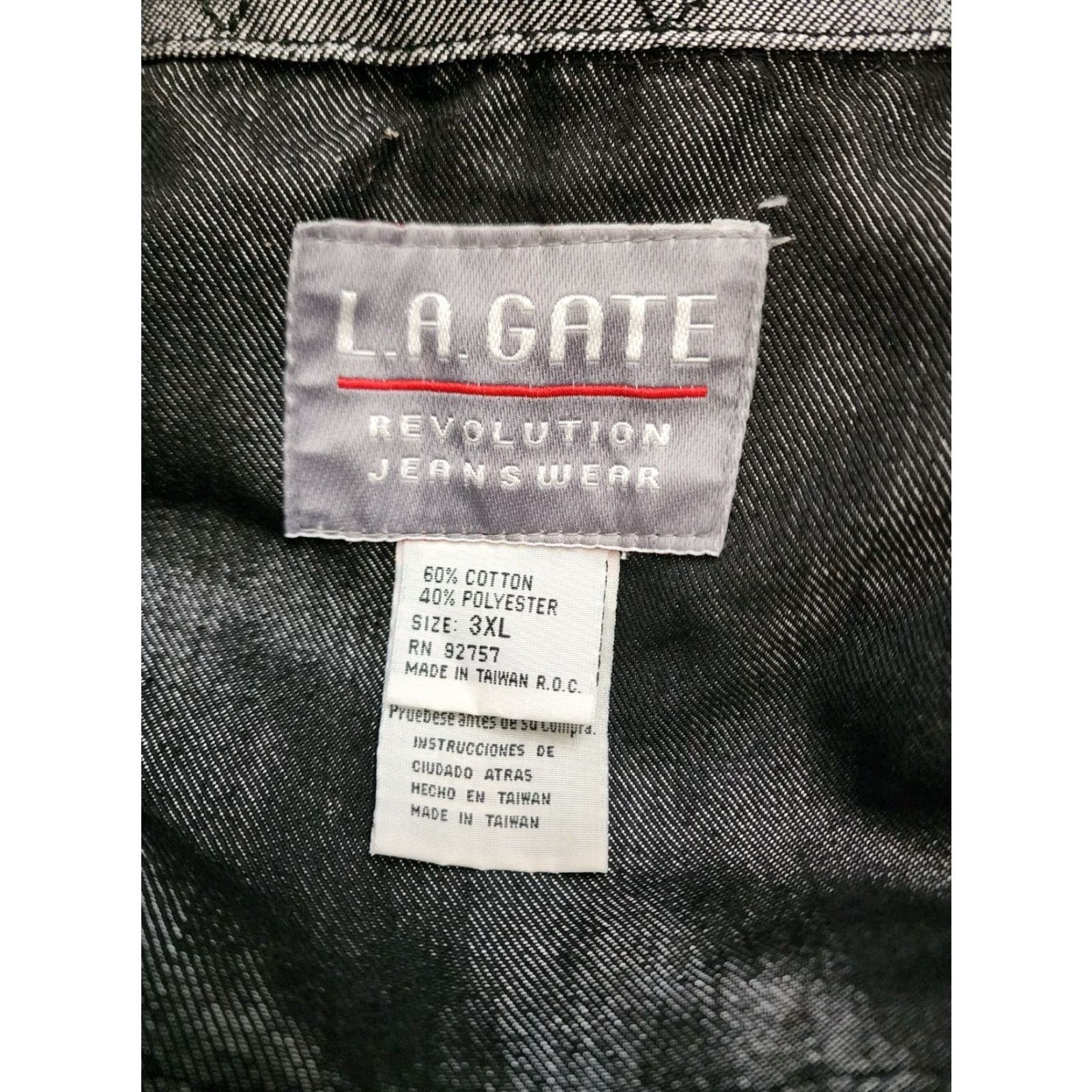 Denime VINTAGE LA 90s Men's 3X Denim Jean Vest Black Cotton Blend Button Up Casual Winter WW2 Theme Size US 39 - 5 Thumbnail