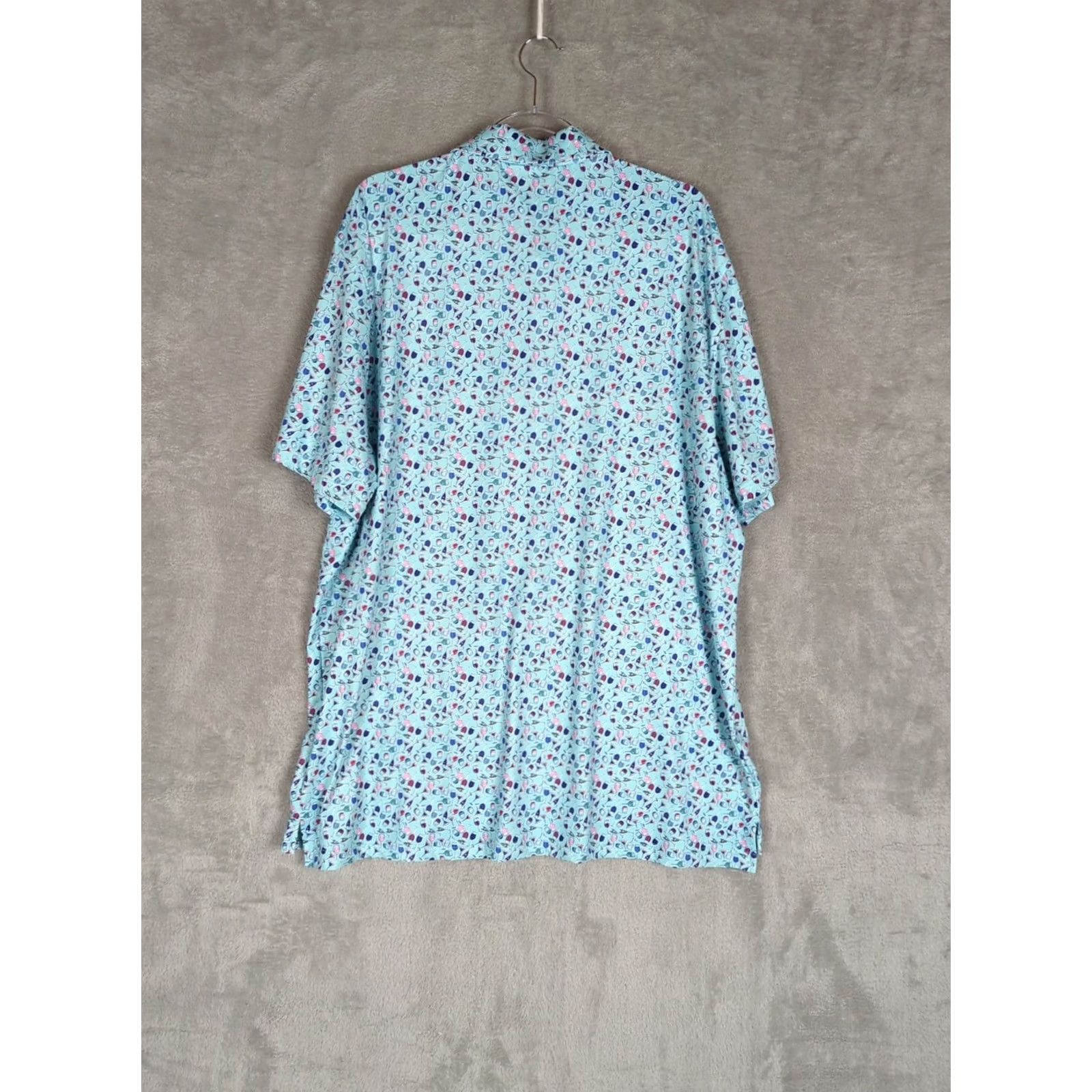Vintage 1764 Polo Shirt Mens XXL Blue Cocktails Short Sleeve Stretch Classic Fit Golf Size US XXL / EU 58 / 5 - 8 Thumbnail