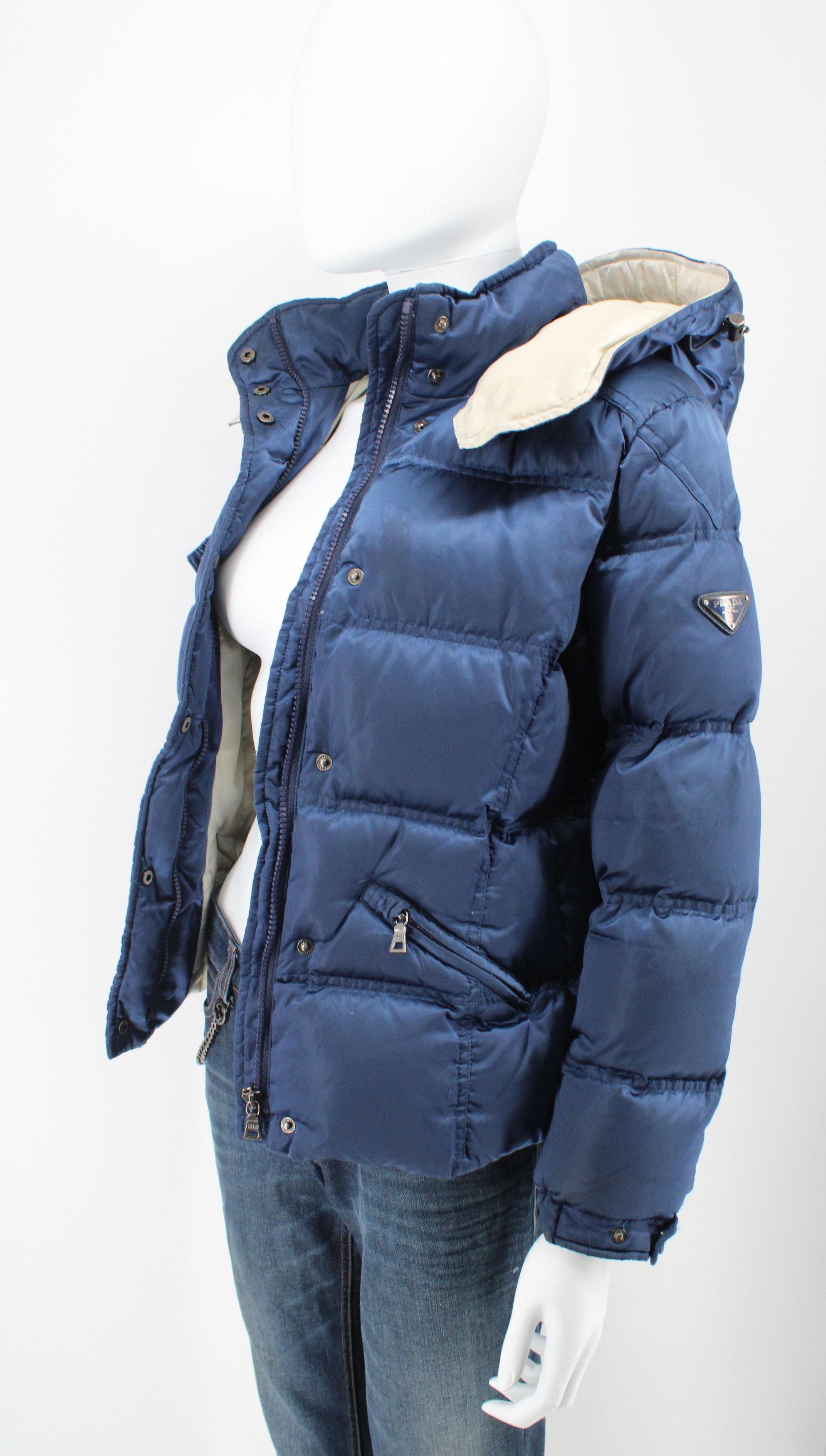 image of Prada Puffer Jacket in Blue, Women's (Size XS)