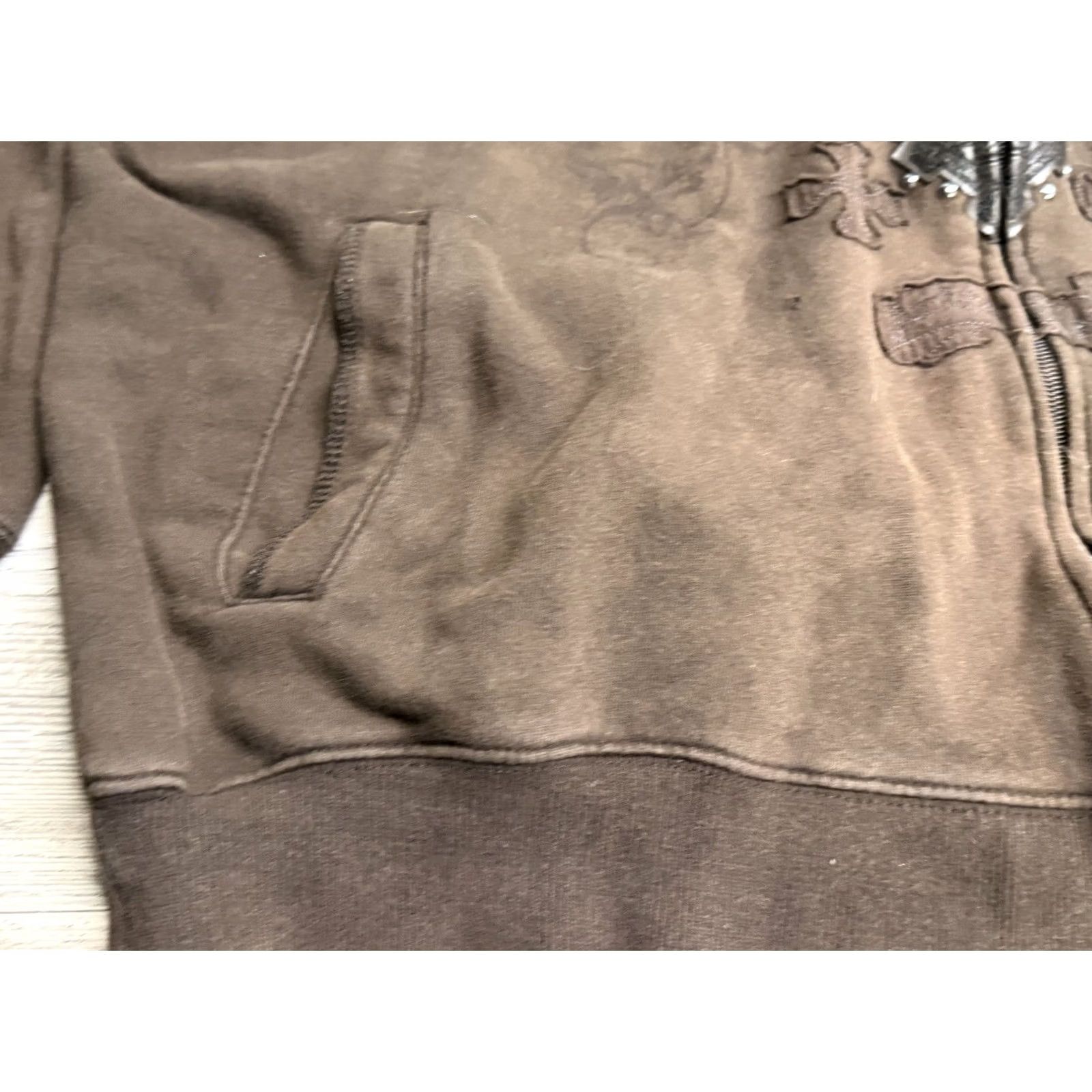 Avirex Vintage Avirex Zip Up Hoodie Embroidered Cross Studded Mens XL Brown Hooded Full Zip Jacket Size US XL / EU 56 / 4 - 6 Thumbnail